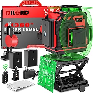 16 Lines 120ft Laser Level, 4x360° Self Leveling, 4D Green Cross Line Phone and Remote Control for Construction and Picture Hanging, 2 Rechargeable Battery, Remote Controller, Stand Included