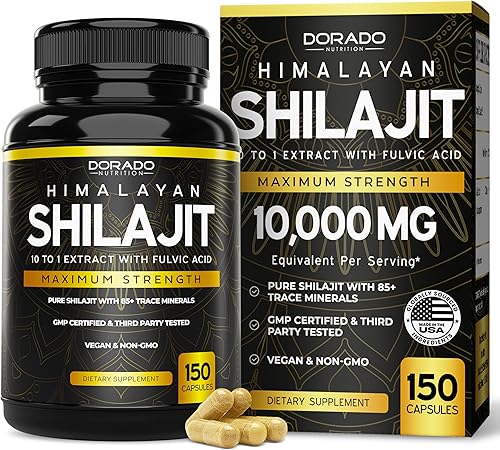 Cápsulas de Shilajit con más de 85 oligoelementos (Suministro para 75 días, 1000mg de extracto por porción) Shilajit del Himalaya para hombres y