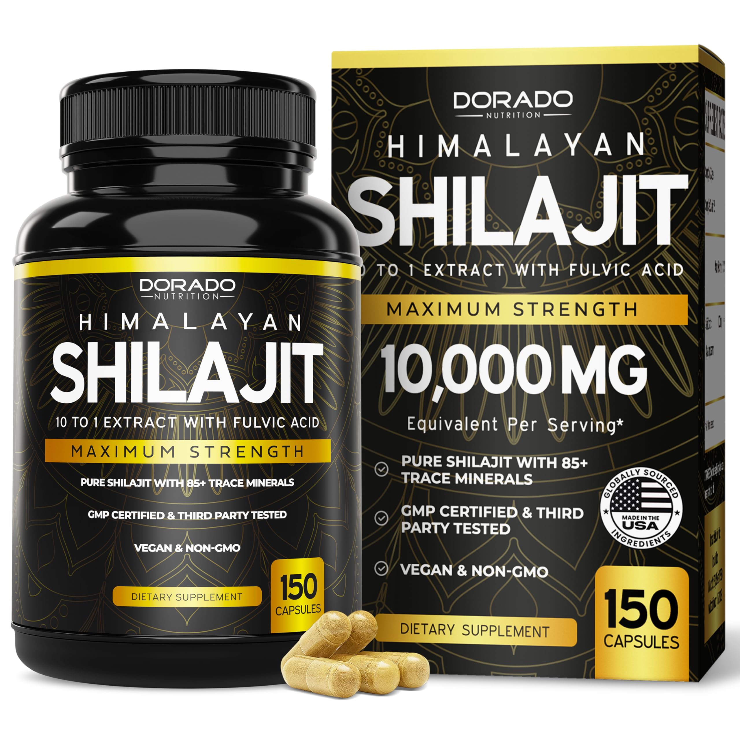 Shilajit Capsules with 85+ Trace Minerals (75 Day Supply, 1000mg Extract per Serving) Himalayan Shilajit for Men & Women with Fulvic Acid - Third Party Tested Supplement, Non GMO, Vegan & USA Made