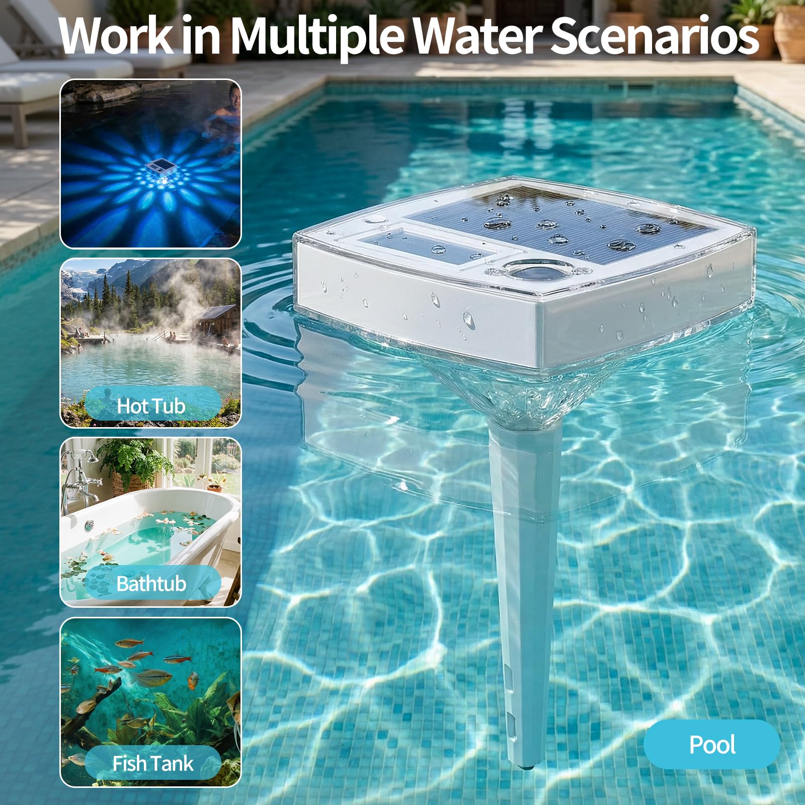 Termometro per Piscina Solare senza Batterie – Galleggiante Digitale con Grande LCD e Luci LED RGB, Impermeabile IP68, Misuratore di Temperatura per Jacuzzi, Spa e Piscina