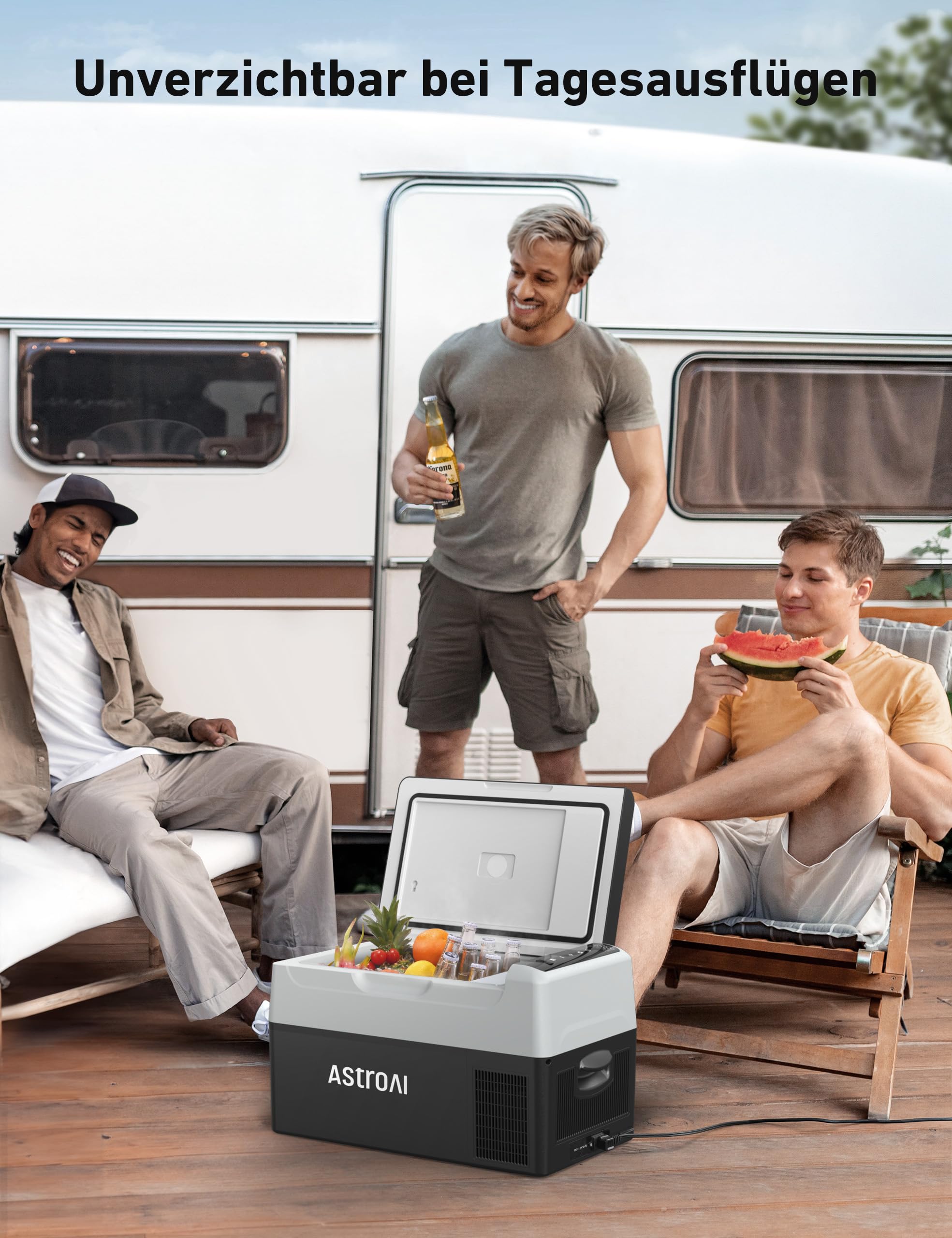 AstroAI kompressor kühlbox 22L, 12/24 V und 230 V für Auto, LKW, Boot