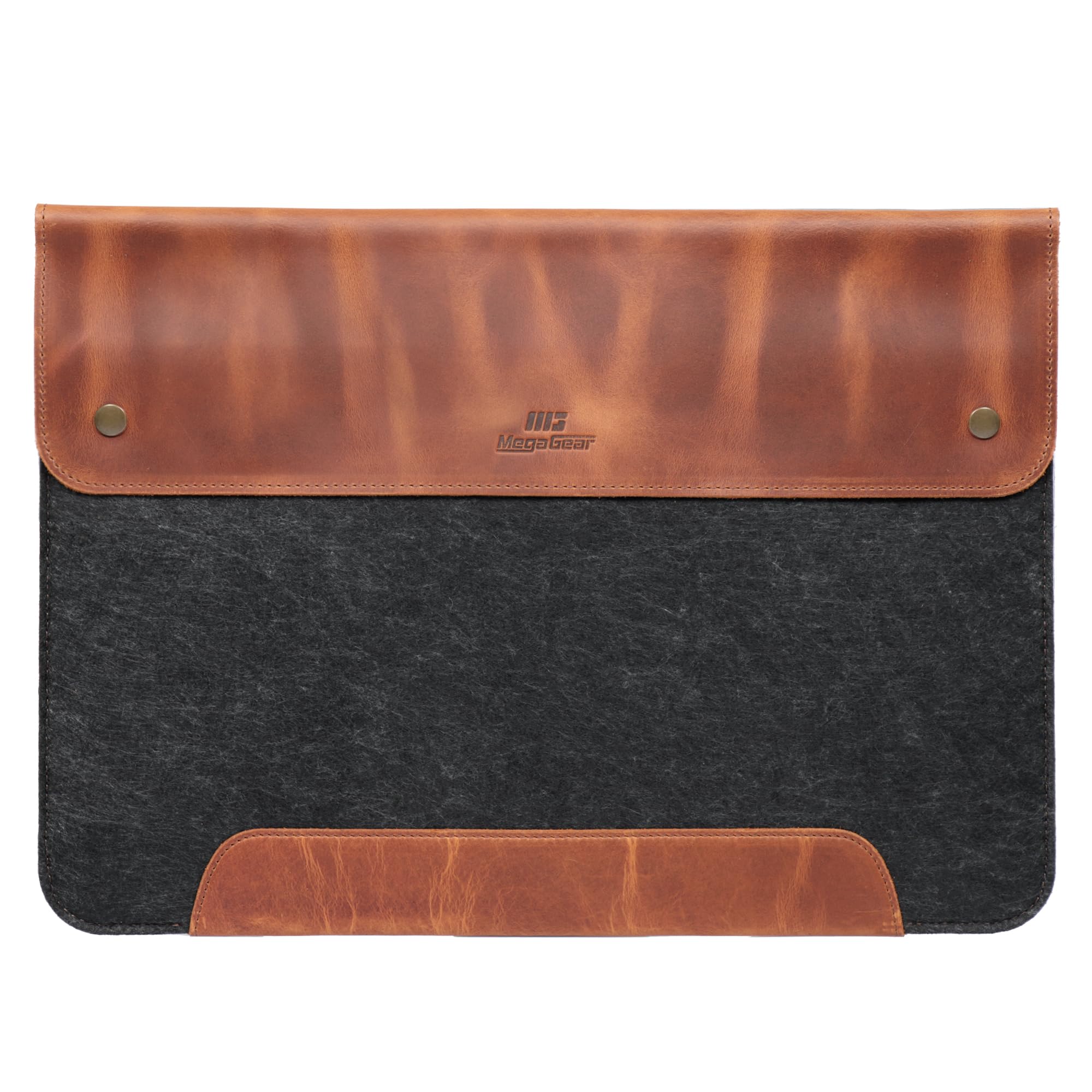 MegaGear Funda de Cuero Genuino Compatible con MacBook Pro 14 y MacBook Air 13-13.6 (M5-M1) – 2020-2026, Camel