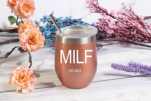 Miniatura 4 de Regalos para nueva mamá, vaso de vino MILF Est 2024, divertida idea de regalo para mamá primeriza, cumpleaños, día de la madre, regalos de Navidad