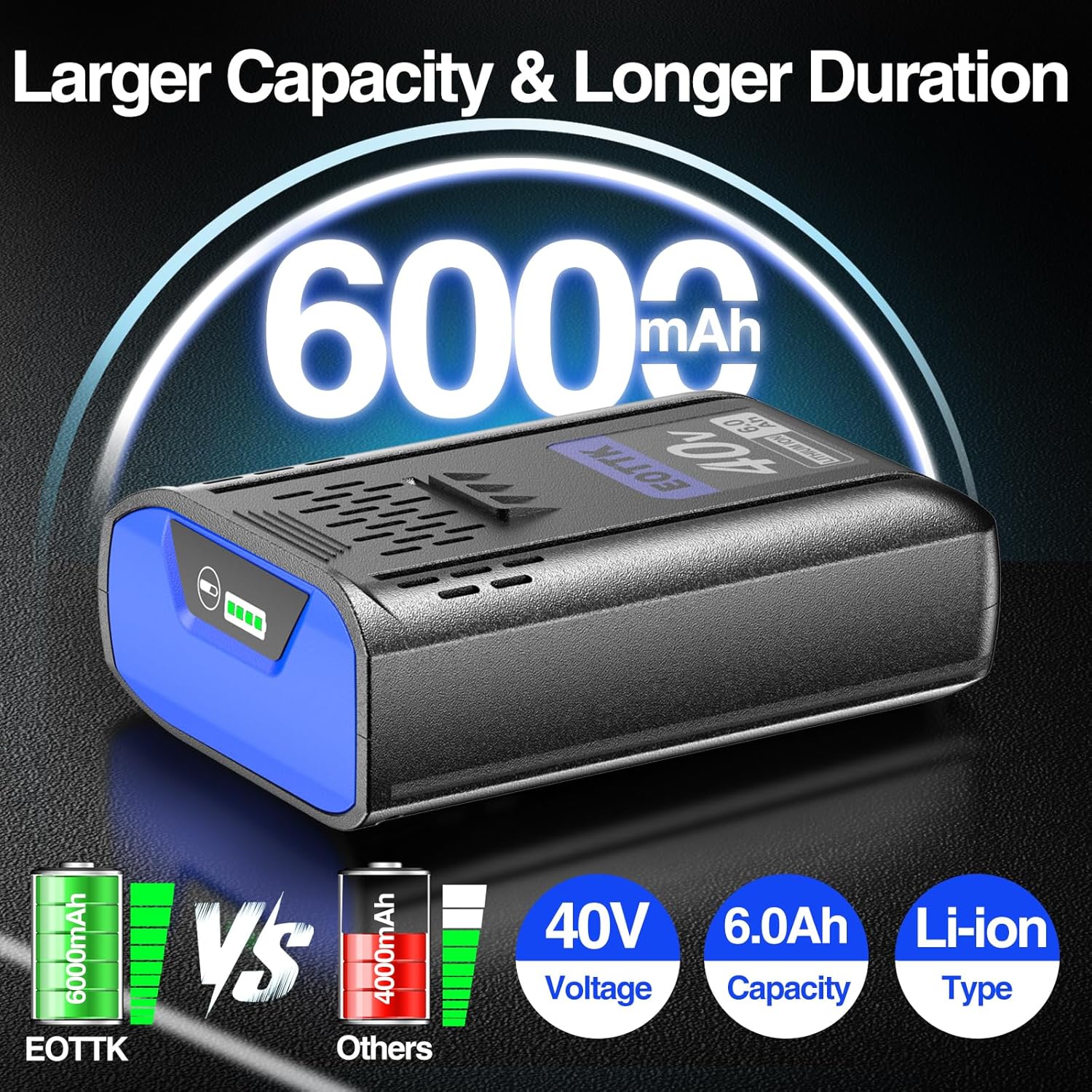 EOTTK 6000mAh Replacement for Kobalt 40V Battery KB-540-06 KB440-06‎ KB640-03