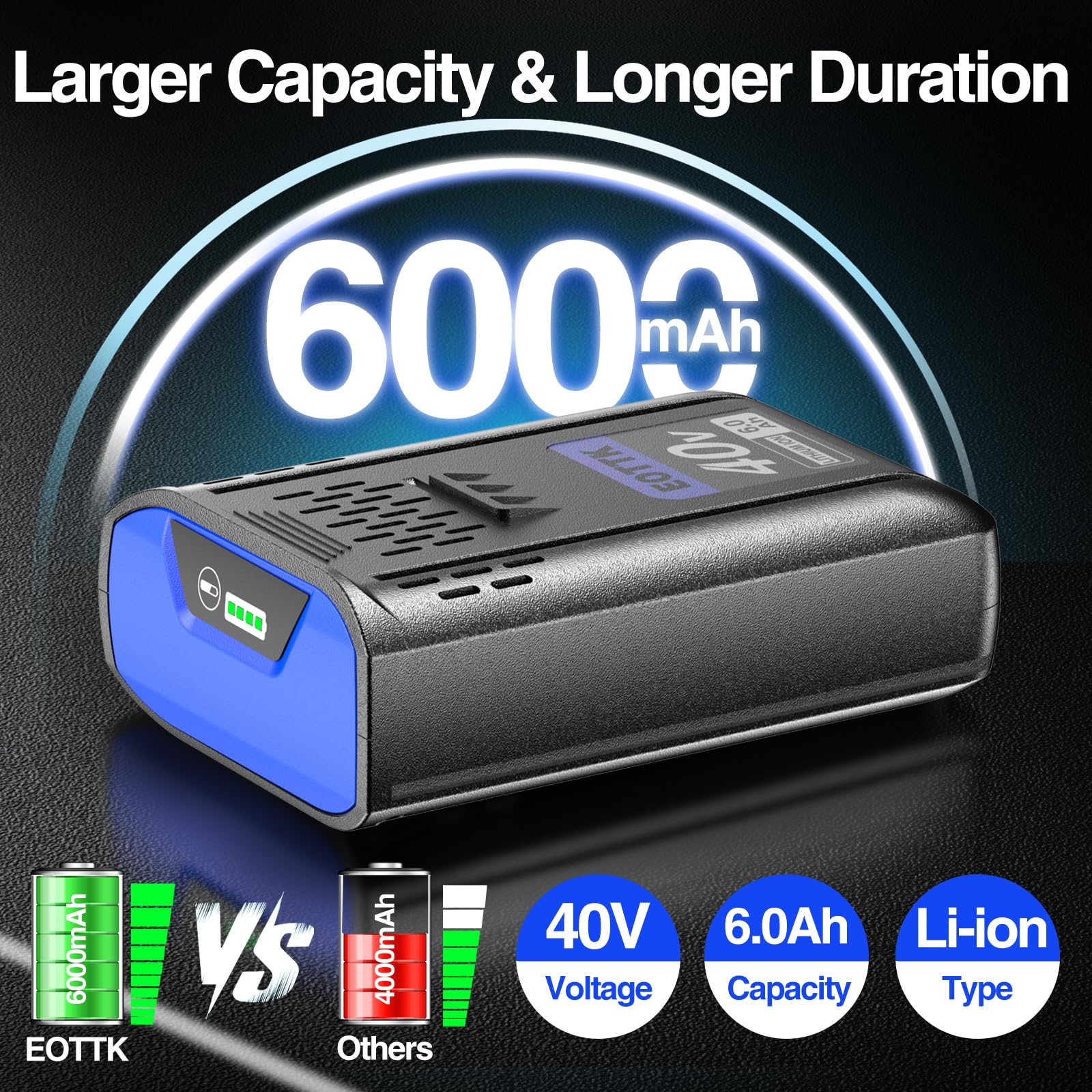 EOTTK Batería de iones de litio de repuesto para Kobalt 40V KB440-06 KB240-06 KB640-03 KB2540C-06 de 40 V