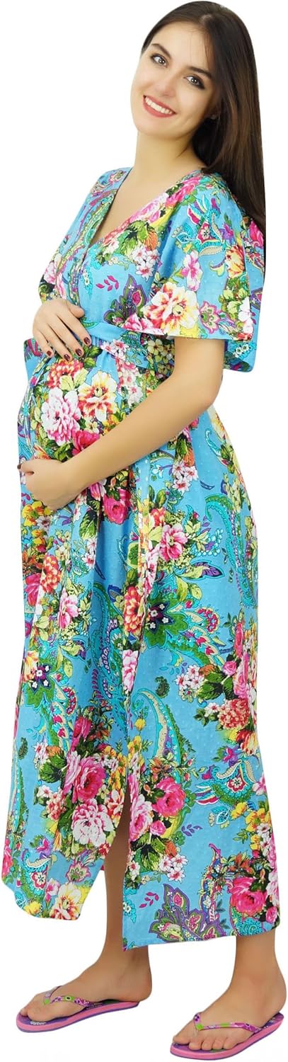 Bimba Cotton Maternity Kaftan Hospital Delivery Gown, Nursing Moms Caftan