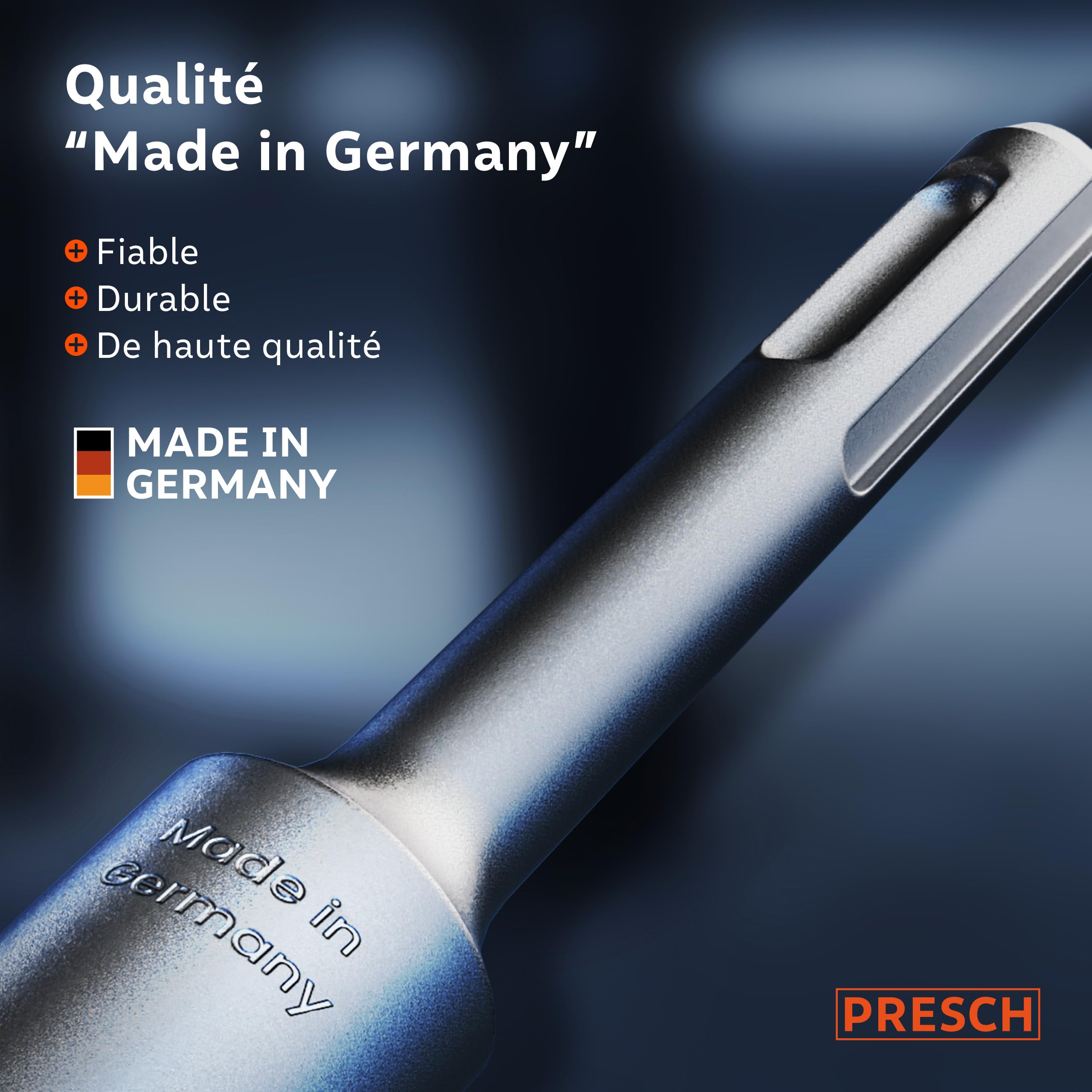 PRESCH SDS plus Burin à carrelage - Extra large (75mm) - Extrêmement durable - Coudé pour faciliter l'enlèvement des carreaux (longueur 165 mm) - En acier haute performance