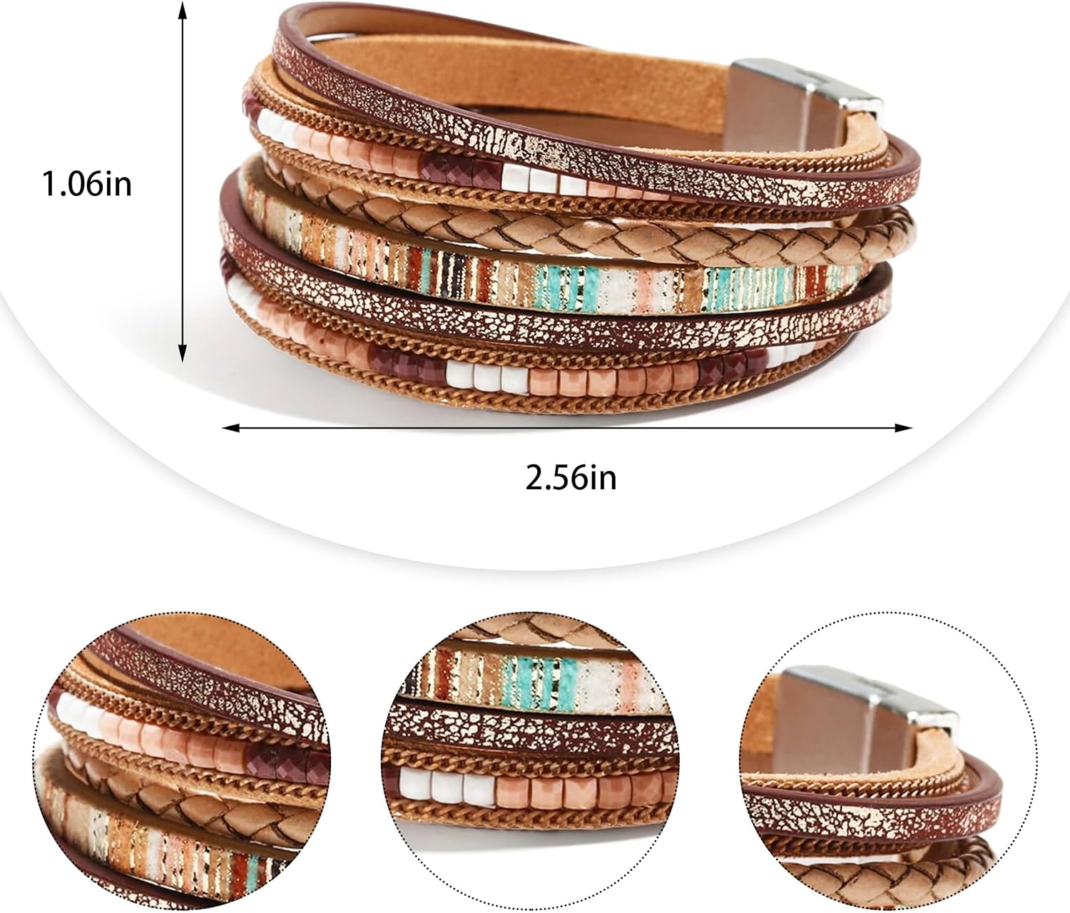 Long tiantian Western Leather Bracelets for Women Western Jewelry Boho Country Concert Outfits for Women Leather Wrap Bracelets Cowboy Chic Dress Accessories