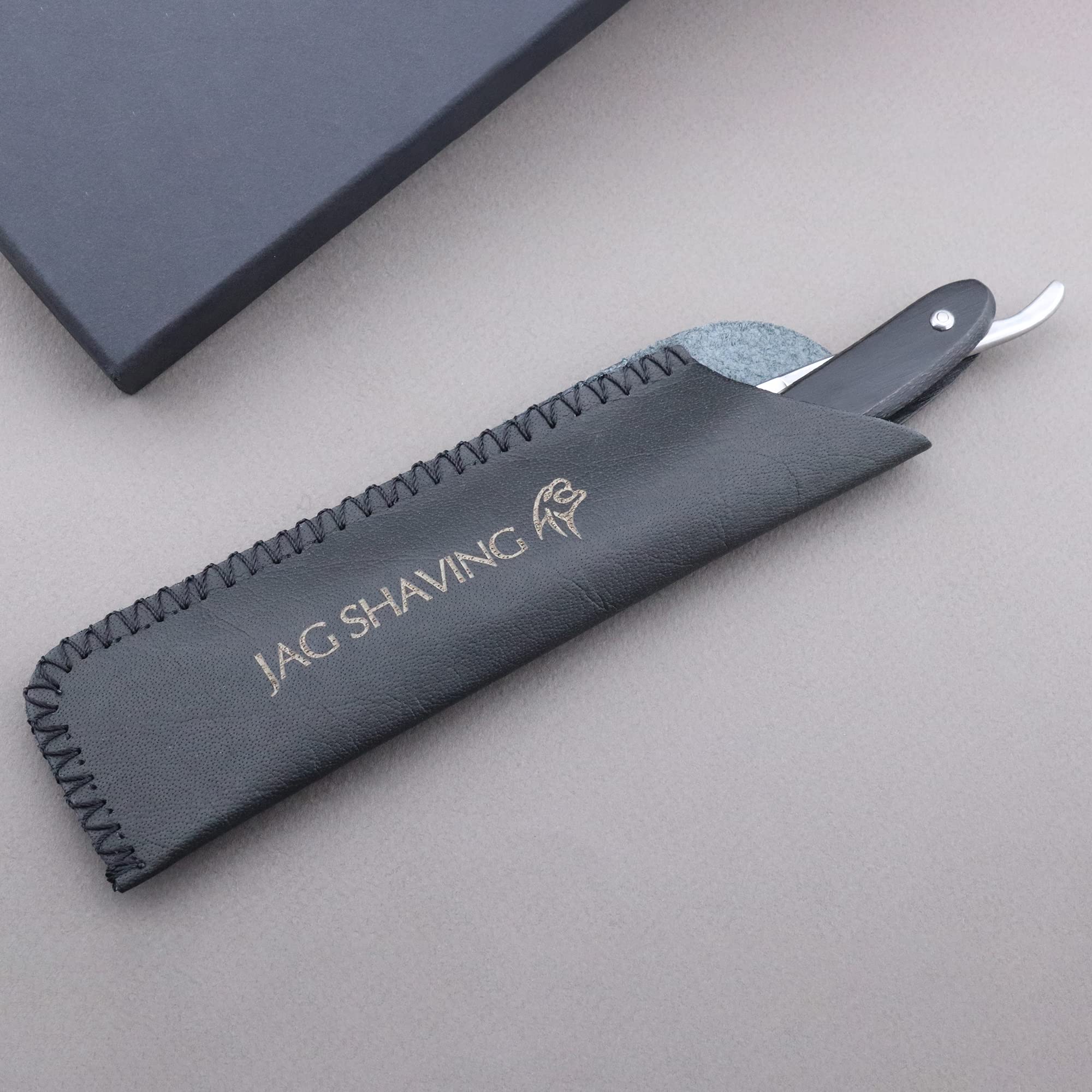 Jag Shaving Navaja de afeitar sostenible con funda de piel – bolsa para maquinilla de afeitar – navaja de afeitar para hombre –