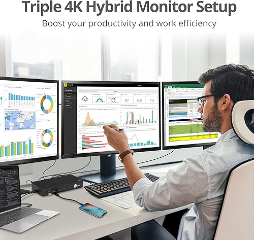 Miniatura 4 de SIIG Estación de acoplamiento USB-C triple 4K 60Hz con PD de 100 W - Triple 4K a 60Hz o solo 5K 60Hz Base para laptop - DisplayLink - 3 x HDMI, 2