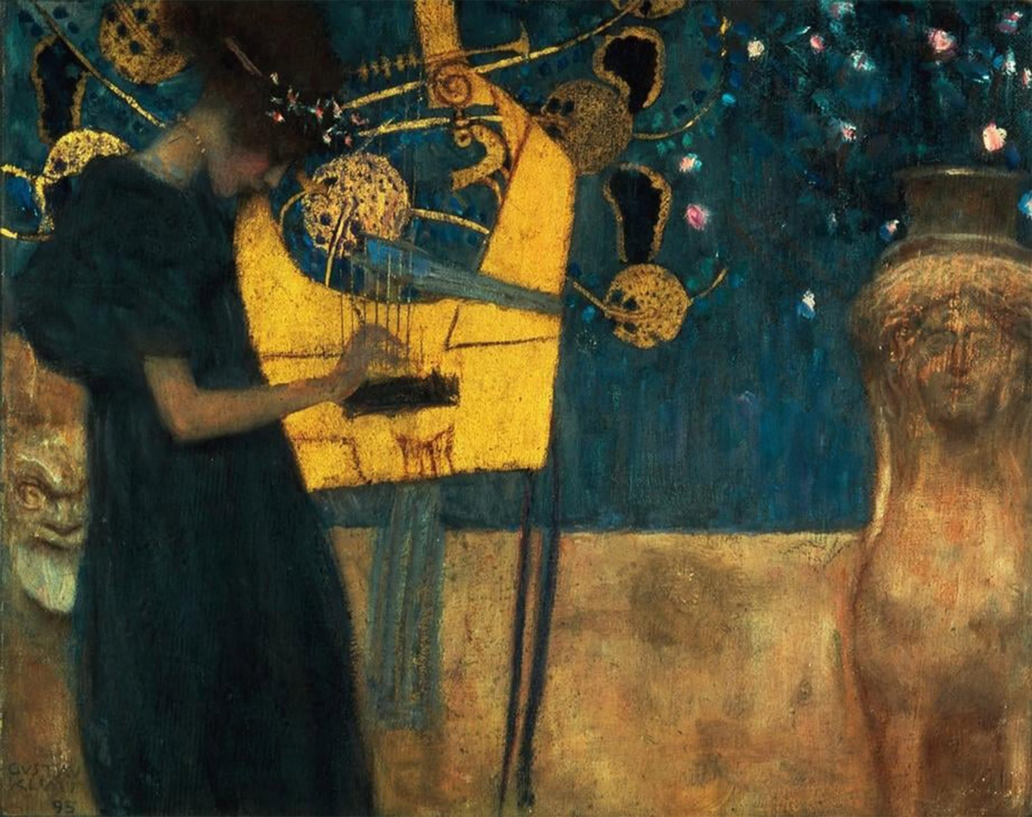 POSTERIIk Famous Modern Artwork Art Mural Die Musik by Gustav Klimt Oil Paintings Pictures for Home Decor 60x90cm