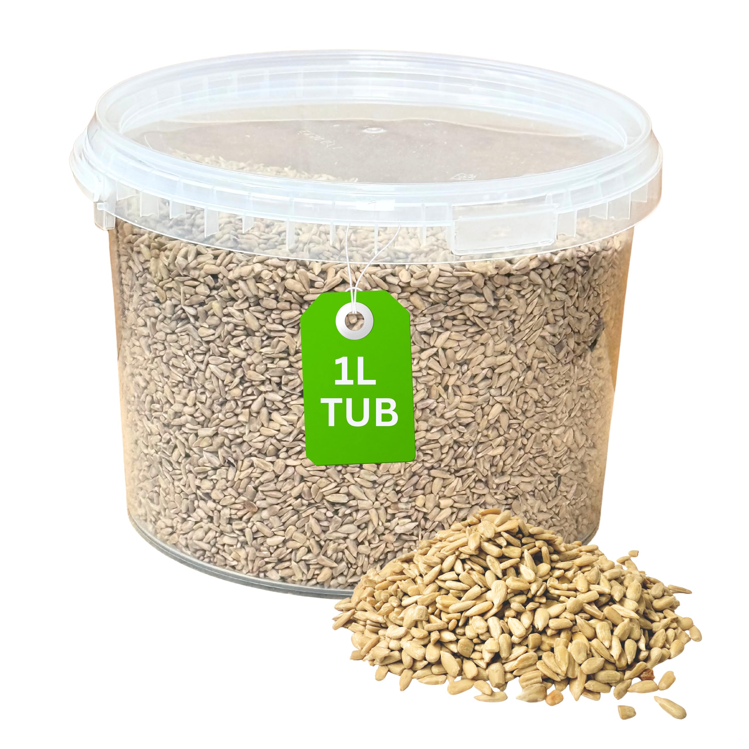 Premium Sunflower Hearts Wild Bird Food, Nuts Food for All Species, Natural High Energy Feed, No Mess Bird Food for All Birds (1L Tub, Sunflower Hearts) — image 1