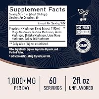 Vista 5 de Mushrooms Liquid Drops Complex Lions Mane Supplement with Turkey Tail Mushroom, Reishi, Shiitake & More Support Cognitive Function, Memory &