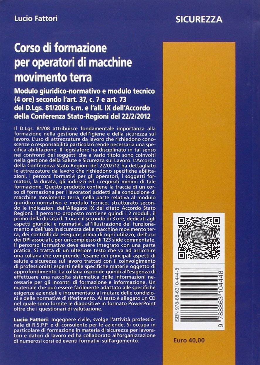 Corso di formazione per operatori di macchine movimento terra
