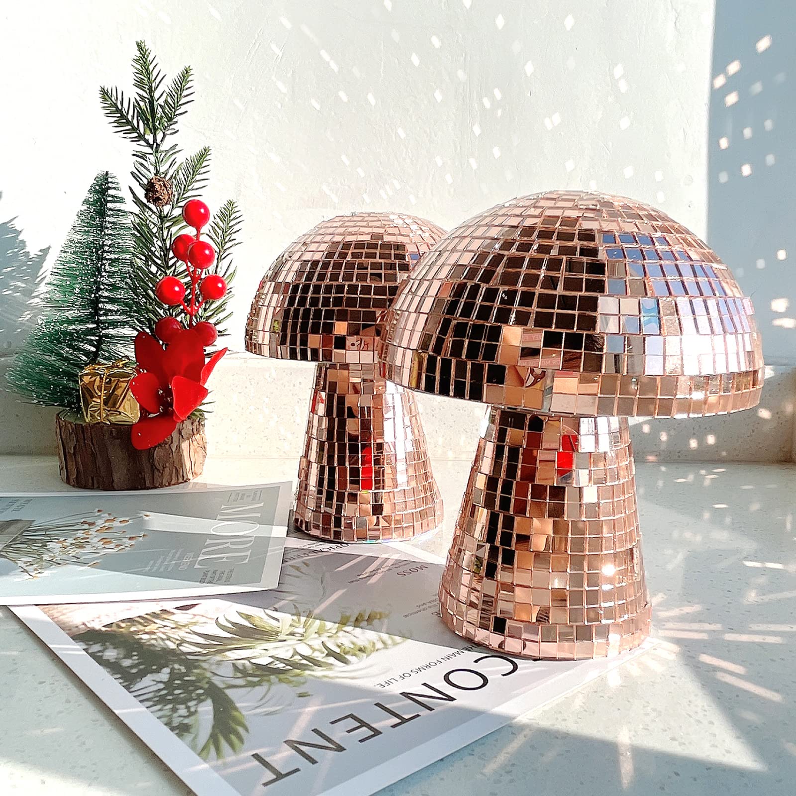 Buy 2 Pack Mushroom Disco Ball, Mushroom Disco Party Decorations, Mirror Disco Ball Shape for