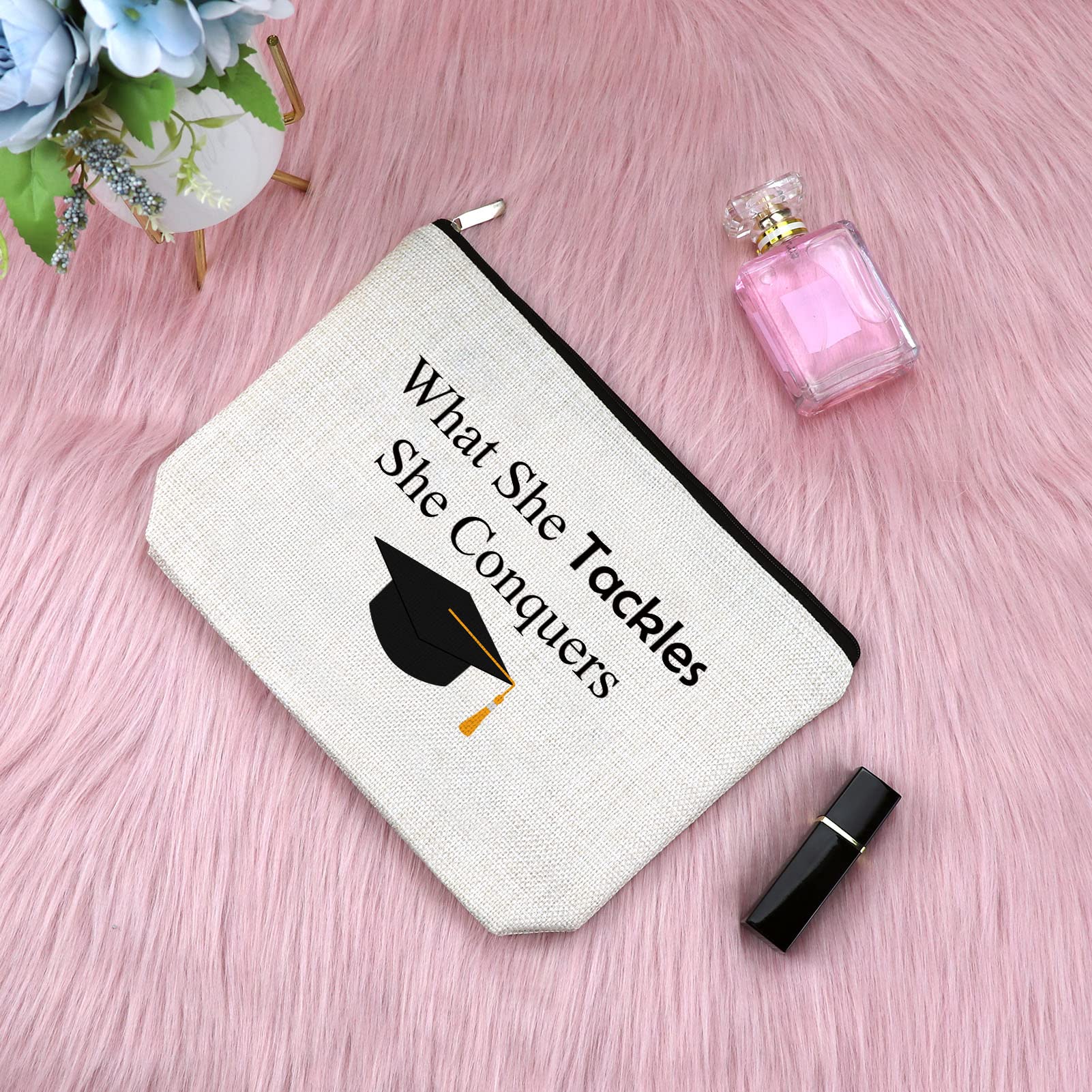 Graduation Gifts for Her Cosmetic Bag College Graduation Gifts from Mom or Dad Makeup Bag for Graduate High School College PHD Masters Degree Inspirational Congratulation Gift for Women Cosmetic Pouch - Image 2
