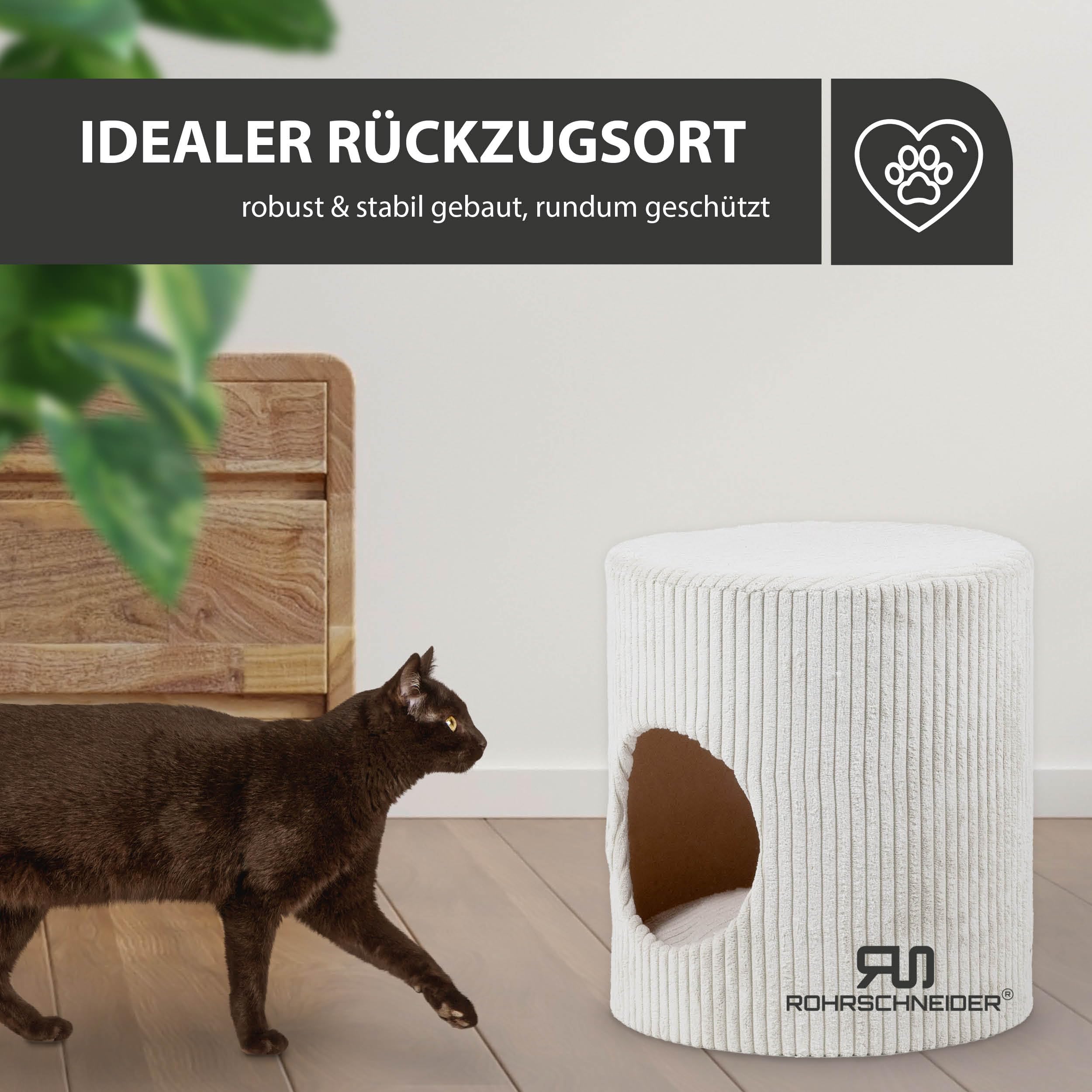 Rohrschneider Katzenhöhle Cord, waschbar, ca. Ø 32 x H 34 cm beige