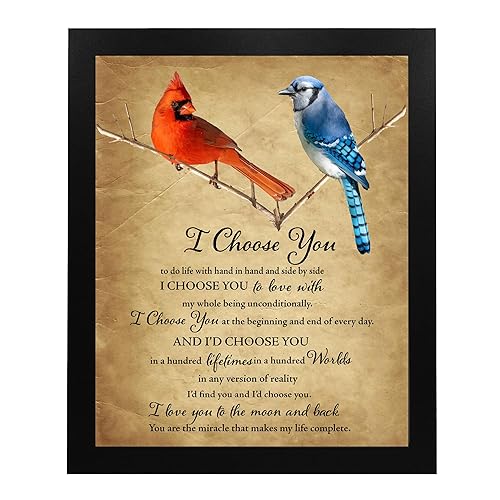 Miniatura 6 de I Choose You - Love Wall Art. Inspirational Marriage Vows, Cardinal & Bluejay Birds Wall Art Print. Ideal For Home Decor & Bedroom Decor. Perfect