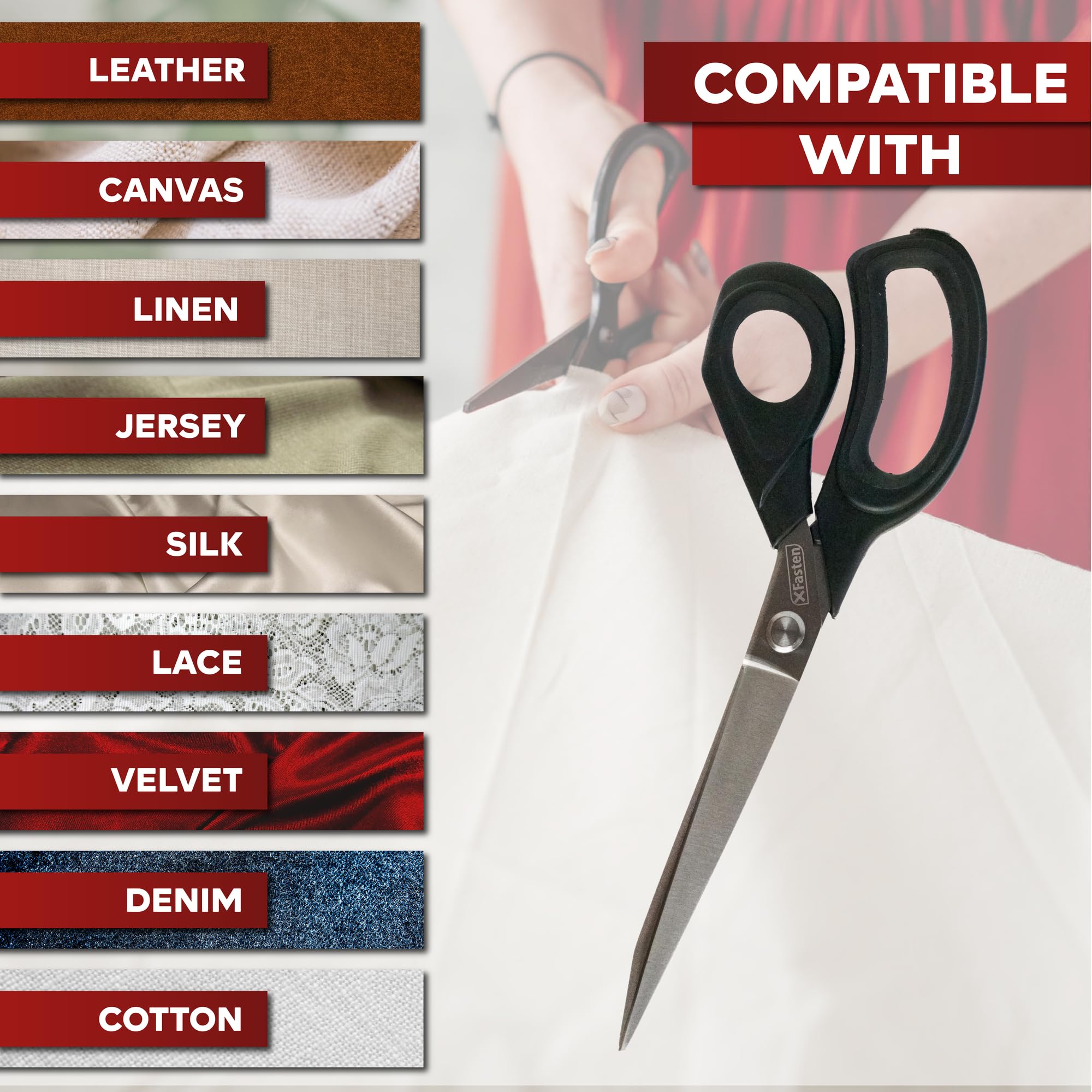 Amazon.com: XFasten Sewing Scissors for Fabric Cutting Black 9.5