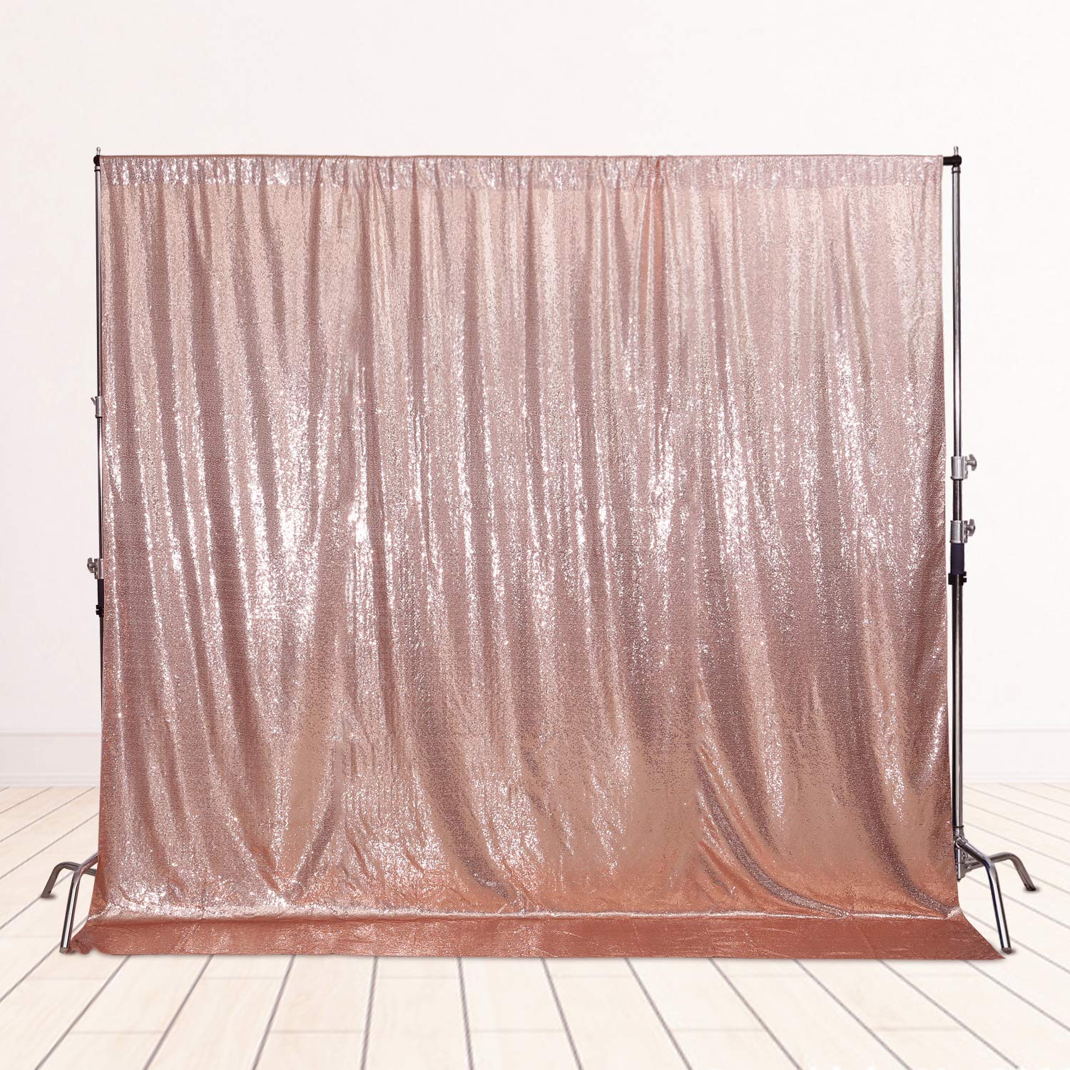 SquarePie Sequin Backdrop Not See Through Thick Background Glitter Curtain Party 7FT x 7FT Rose Gold