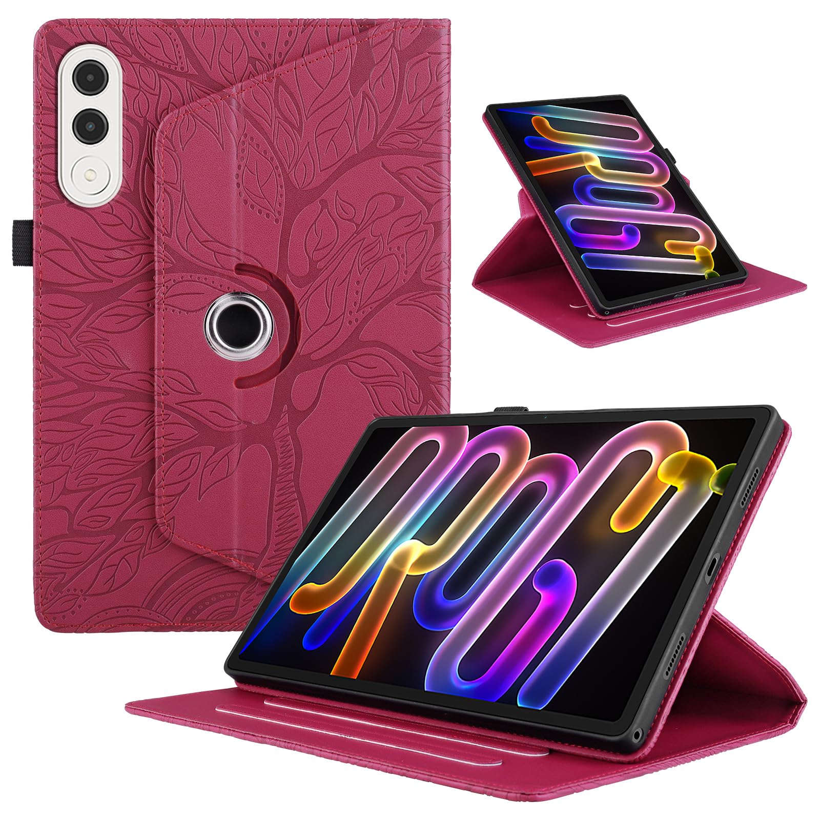 Funda para Samsung Galaxy Tab S9/ S8/ S7 11" (SM-X710/X700/T870) PU Cuero Tablets Protectora Cover 360°Carcasa Giratoria de ángulo Múltiple Stand Función Tablets Funda,Rojo Árboles — view 190