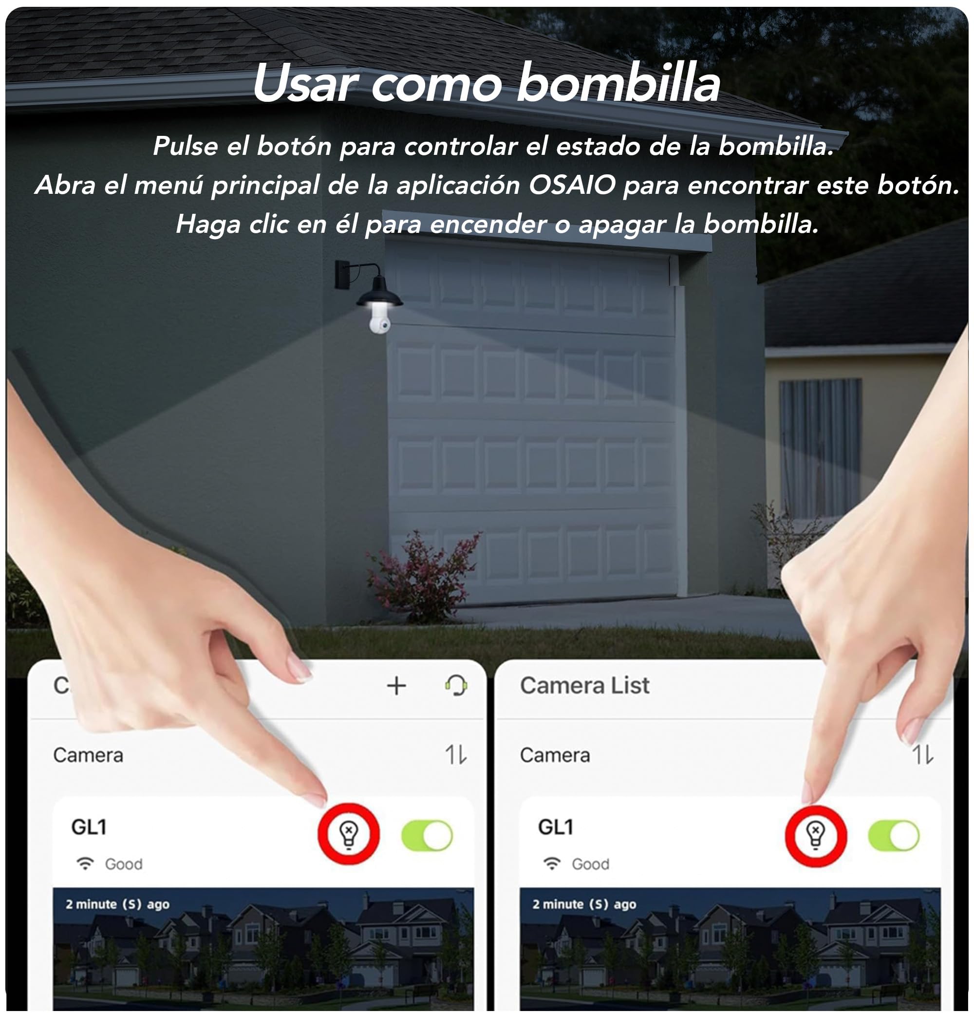 GNCC 2PCS Cámara Bombilla Vigilancia WiFi Interior/Exterior, 355° PTZ Cámara Bombilla E26/E27, 2K Visión Nocturna en Color, AI Detección, Compatible Alexa, Suscripción a la Nube/SD Card, 2.4Ghz WiFi