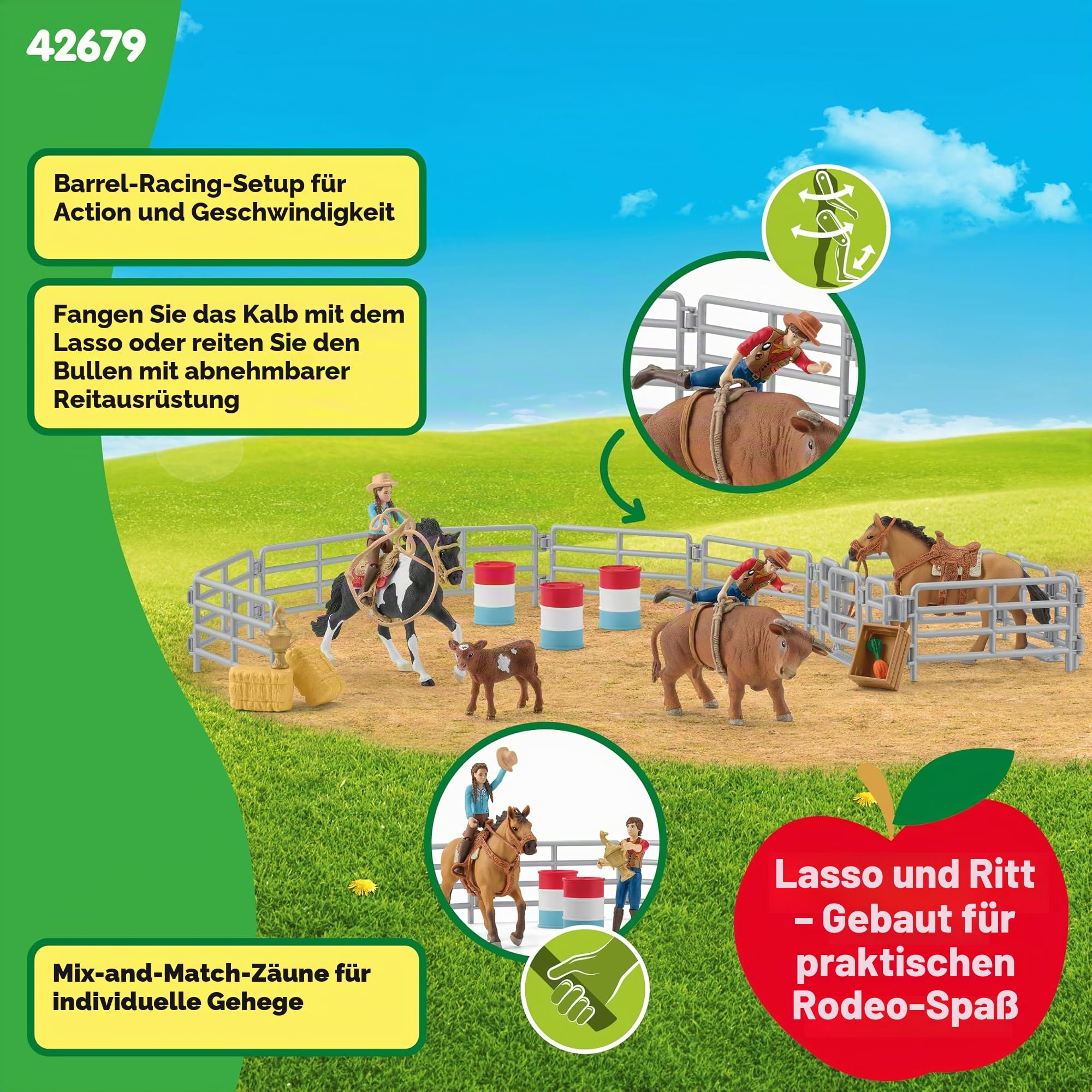 schleich FARM WORLD | Rodeo Show 42679 | Spielset ab 3 Jahren | 48 Teile | Set mit Figuren, vielen Funktionen und zahlreichem Zubehör | schleich Bauernhof Spielfigur | Geschenk für Jungen und Mädchen
