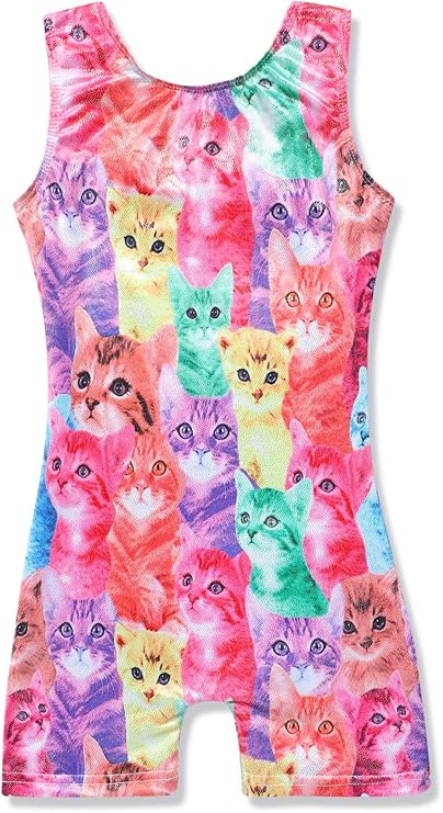 Leotards for Girls Gymnastics Toddler Dance Biketards Mermaid Unicorn Athletic Dance Wear Shiny Rainbow Blue Hotpink