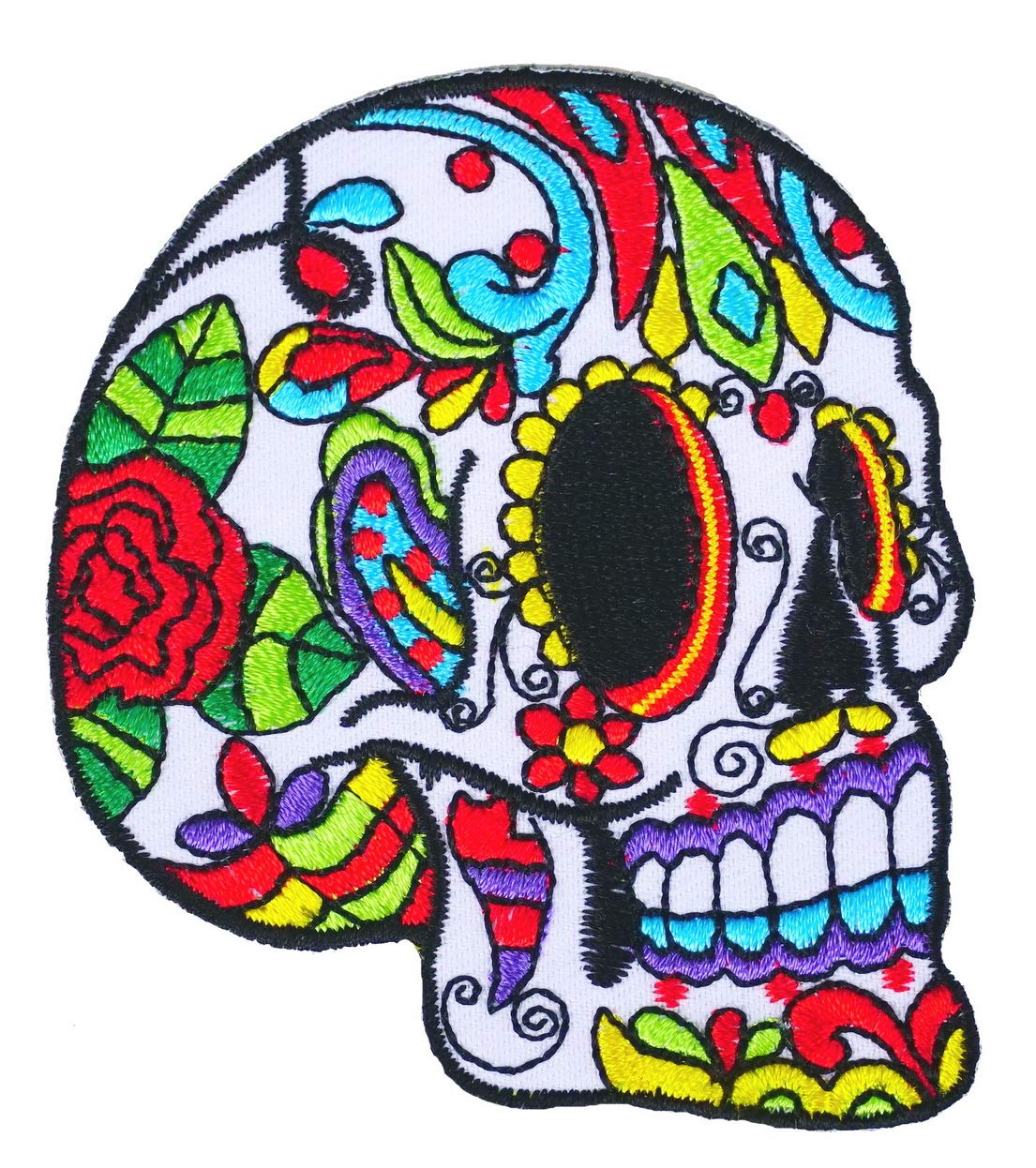 Sugar Skull Embroidered Iron on Patch Calavera Candy Skull Symbol Happy Death Lucky Spirit Coco Backpack DIY