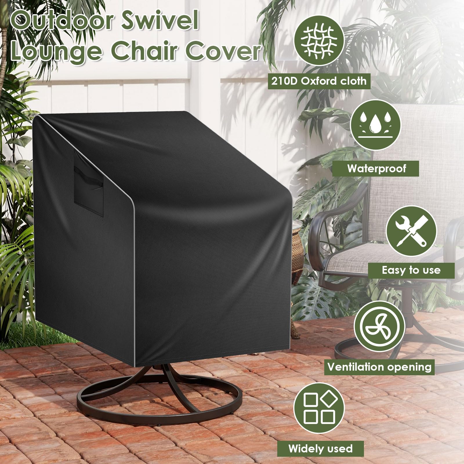 2 Stück Gartenstühle Abdeckung, 100x85x75cm | 210D Oxford Schutzhülle, Stuhlabdeckung Outdoor, Wetterfest und UV-Beständig.