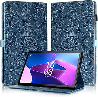 Schaflie Lenovo Tab M10 Plus 3rd Gen Case Mandala Embossed PU Leather Cover Magnetic Tablet Case Cover for Lenovo Tab M10 Plus 3rd Generation 10.6 Inch 2022 TB125FU/TB128FU/TB128XU - Blue