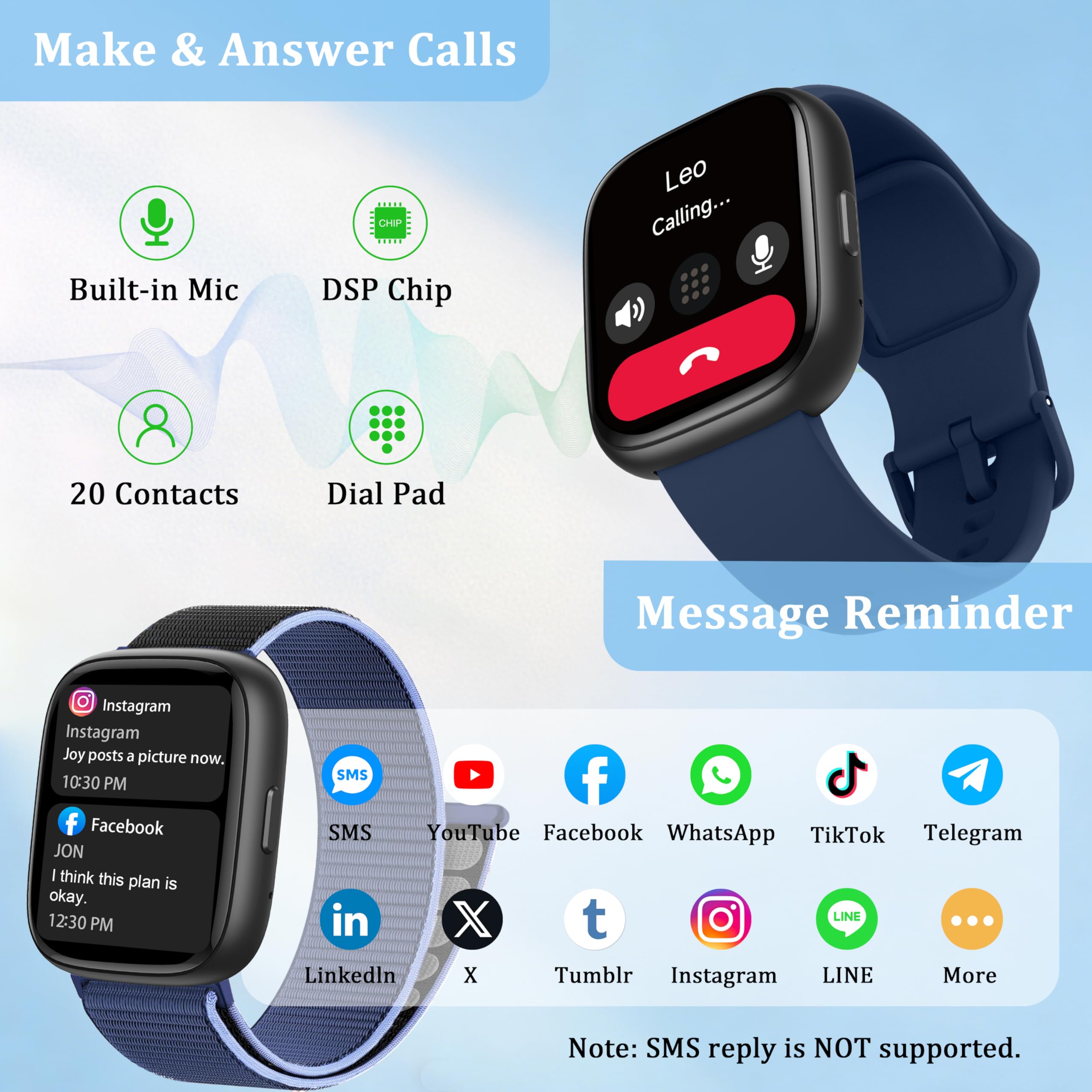 Smart Watch per donne e uomini, smartwatch 2026 [2 cinturini, cassa da 44 mm], orologio fitness tracker da 1,8 pollici Alexa integrato, per fare e rispondere alle chiamate, monitoraggio dello stress