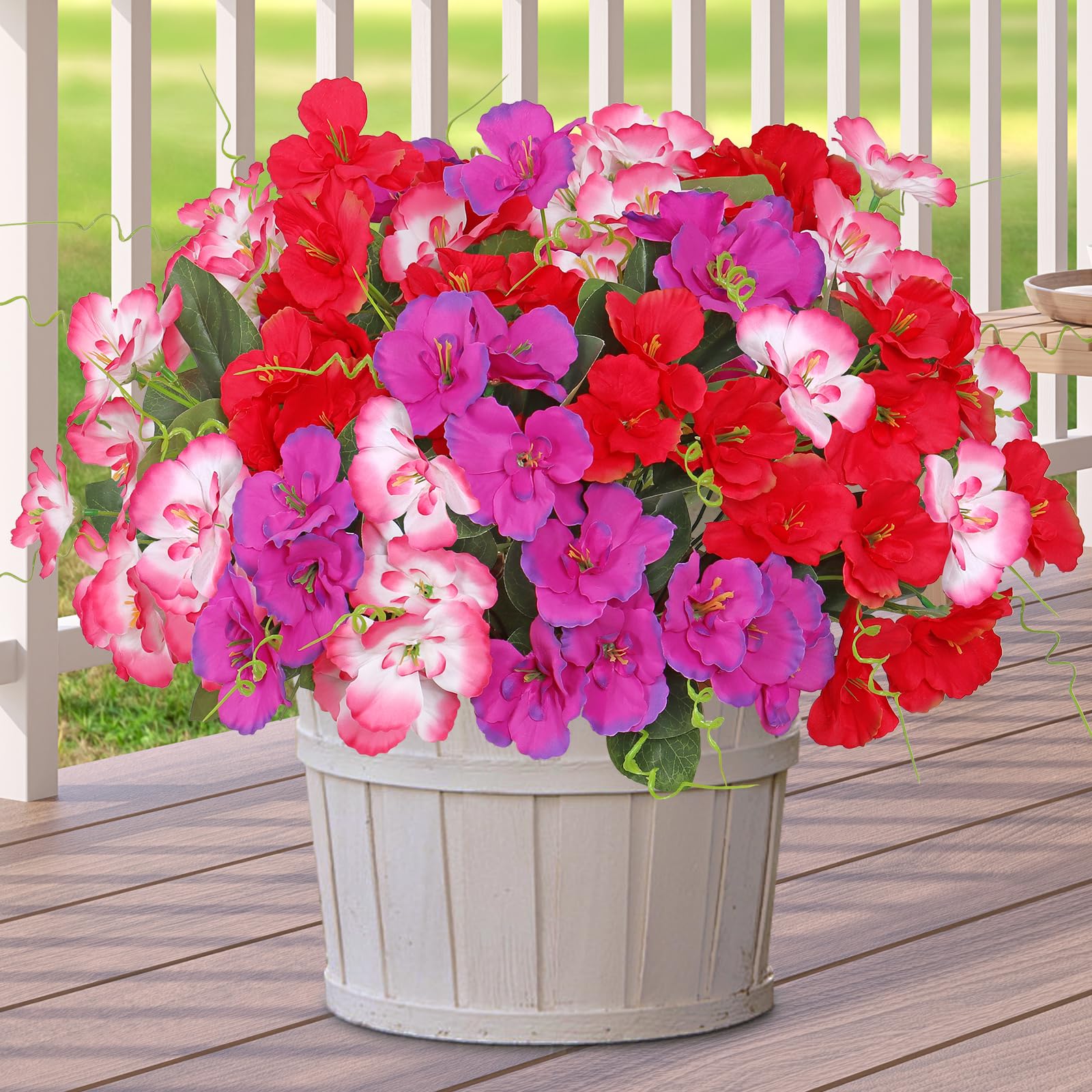 6 Bündel Kunstblumen Outdoor - Wetterfeste Balkonblumen In 6 Farben