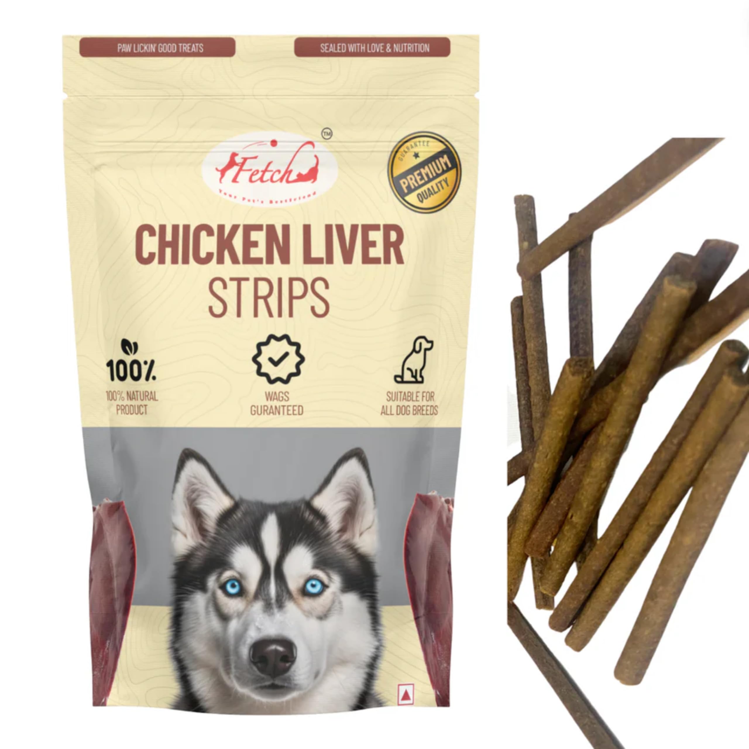 Fetch Chicken Liver Strips | High-Protein Fresh Chicken & Chicken Liver | All-Natural Ingredients | Suitable for All Breeds & Sizes | Non-Vegetarian | Long Shelf Life