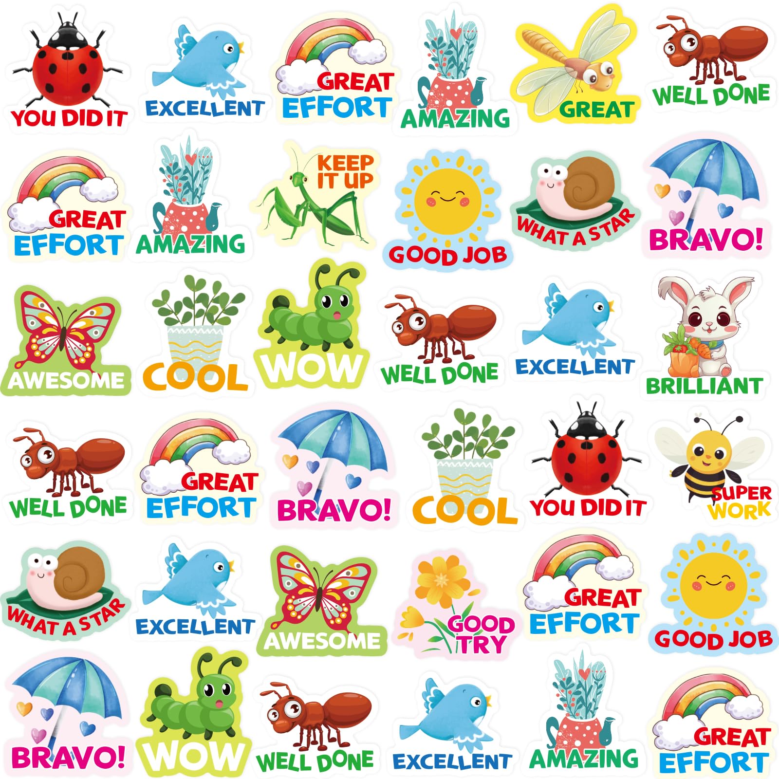 Reward Stickers for Kids Spring Incentive Sticker Teacher Motivational Students Supplies for Classroom Homework Tests Encourage Favors 400Pcs