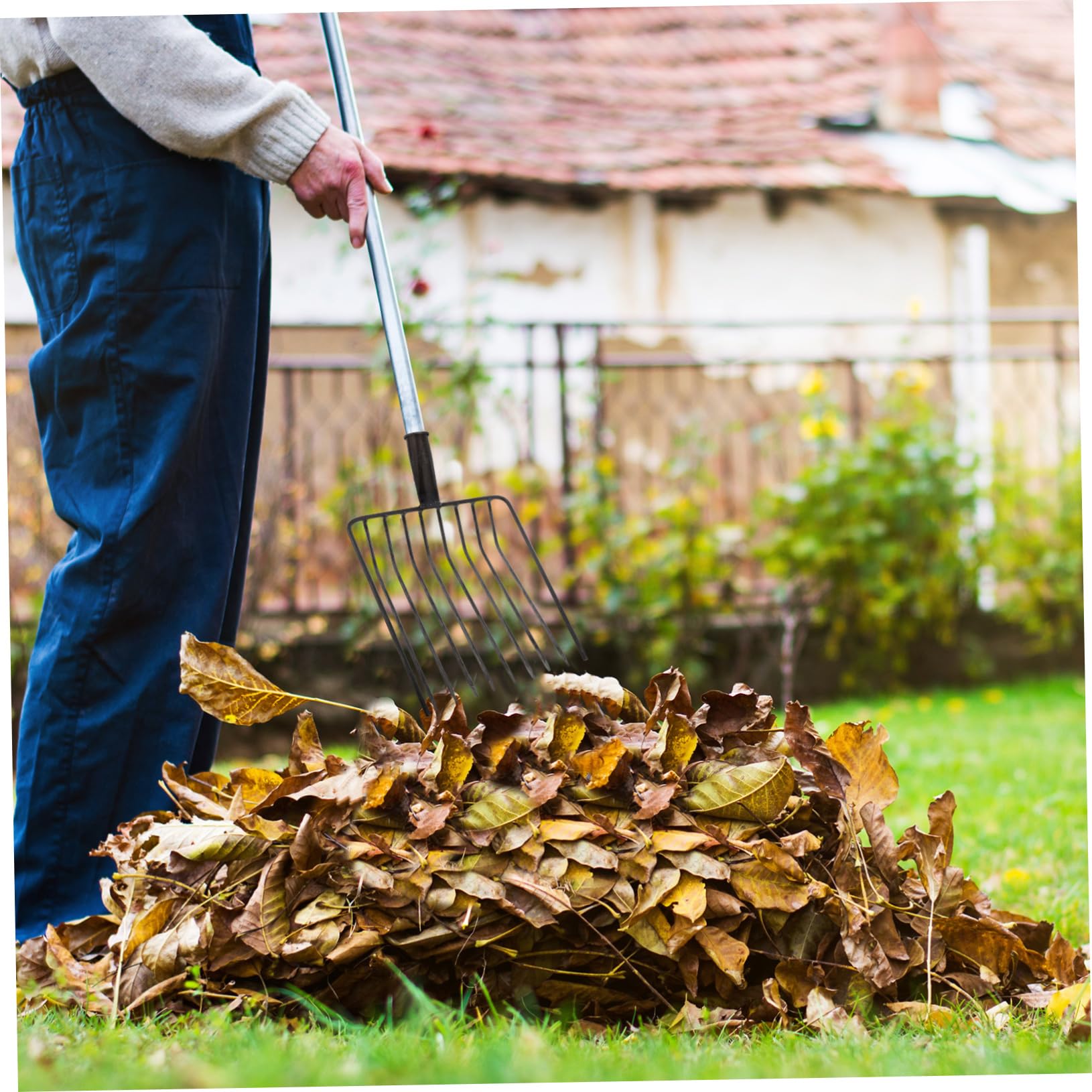 POPETPOP Testa di Ricambio Forca per Letame in Acciaio Robusto, Forcone Largo da Giardinaggio per Diserbo e Cura Prato, Attrezzo Manuale Leggero e Facile da Pulire per Uso Giardino e Orto