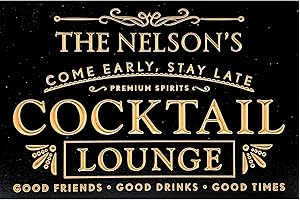 Personalized Cocktail Lounge Sign for Your Basement Bar Decor