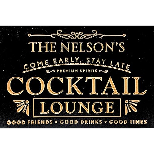 Personalized Cocktail Bar Sign - Family Name Sign - Custom Bar Sign Decor - Personalized Bar Gifts - Personalized Cocktail Lounge Sign -