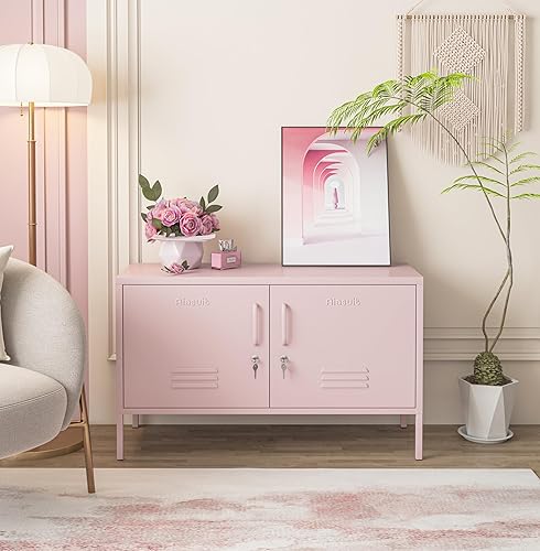 Miniatura 2 de Soporte de TV Gabinete de almacenamiento de metal multifuncional Estante de 2 niveles Soporte de material de placa gruesa Aparador de metal