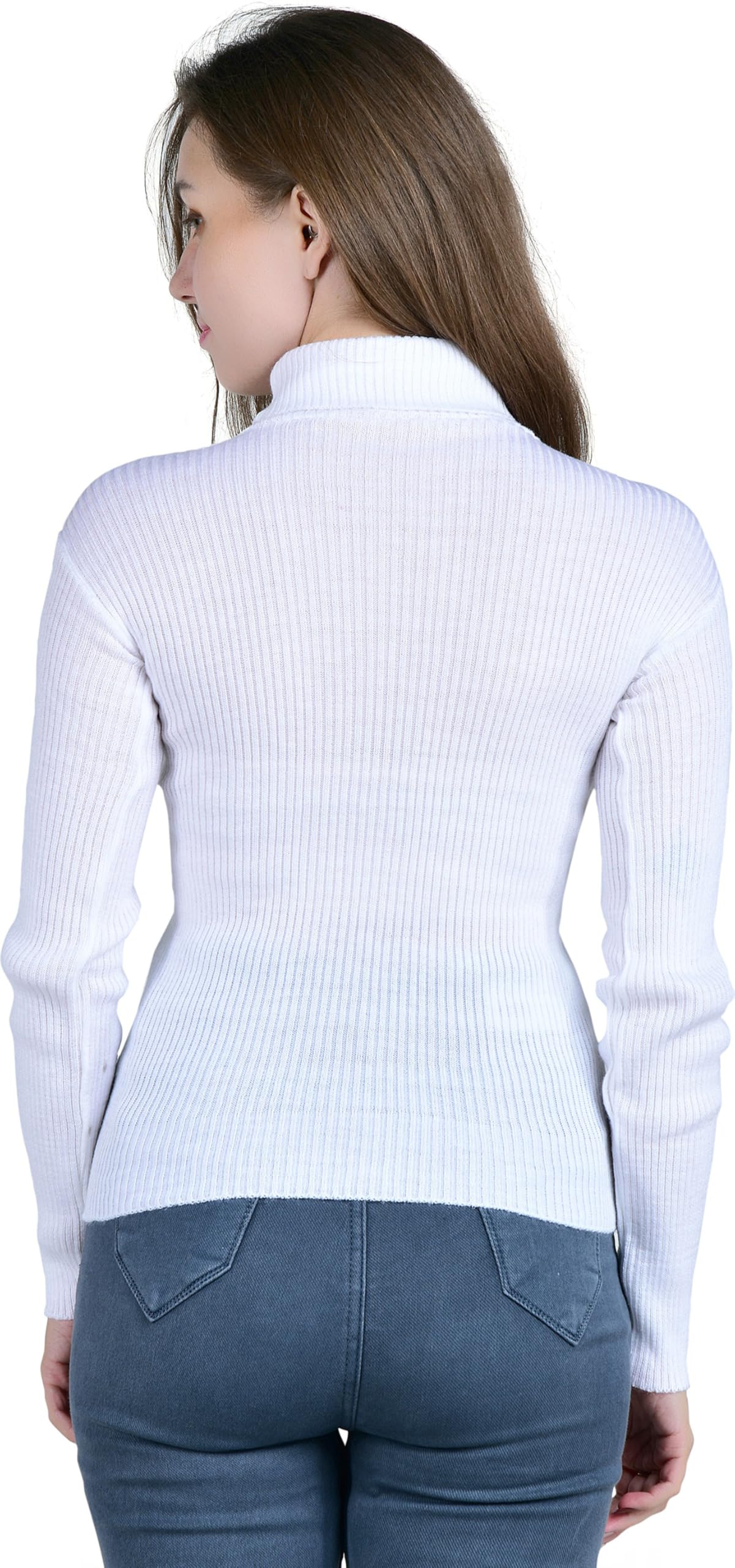 YOUTHQUAKE Acrylic Women's Winter Season Highneck Full Sleeves/Sweater Pullover/Womens Turtle Neck/White Highneck Large - Image 3 thumbnail