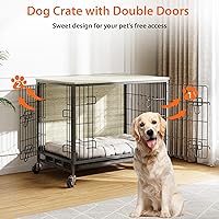 Vista 9 de Muebles de jaula para perros, jaula de madera para perros de 38.6 pulgadas con puertas dobles, muebles para perros, mesa auxiliar grande para perros