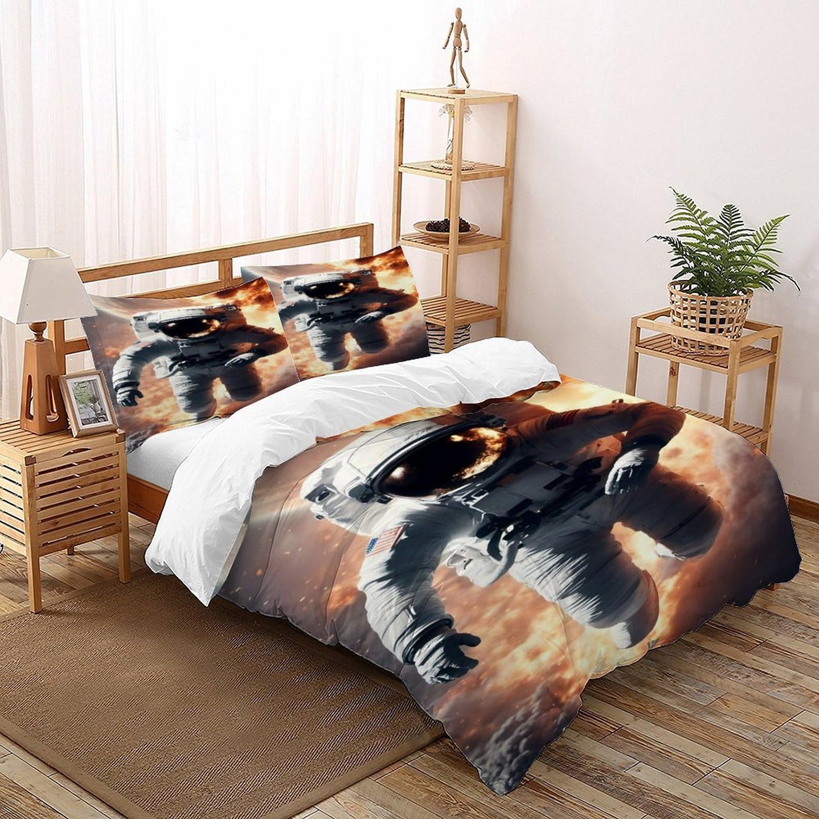 Housse de couette astronaute 3D pour égayer une chambre d'enfant terne parure 3 pcs