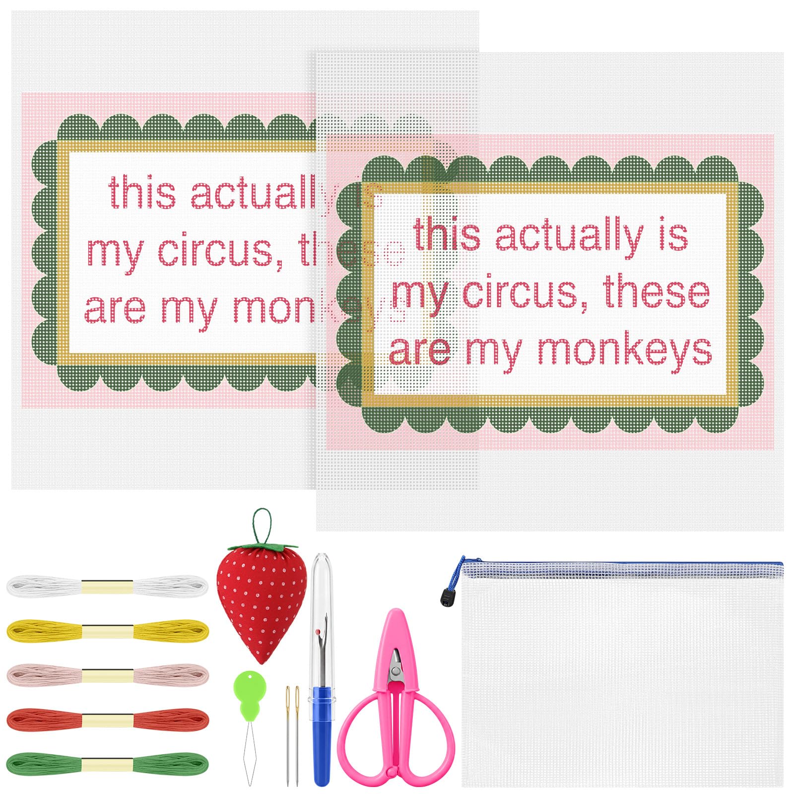 XunYee 29 Pcs This Actually is My Circus Needlepoint Kit for Beginner Adult