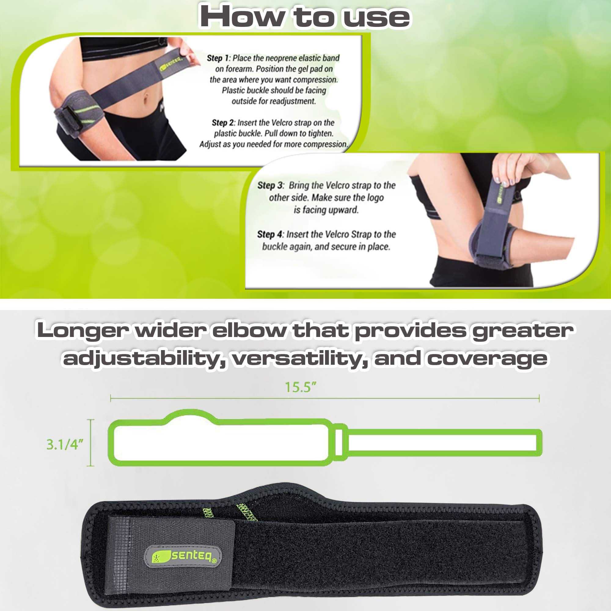 SENTEQ Tennis Elbow Brace Tendonitis for Men Women Golfers Ulnar