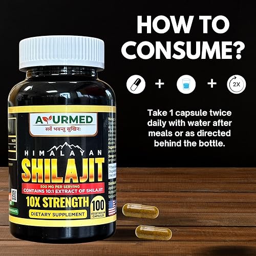 Miniatura 5 de Shilajit Shilajit Cápsulas orgánicas puras del Himalaya (Shilajeet) para hombres y mujeres, equivalente a 5000 mg, refuerzo de energía natural y