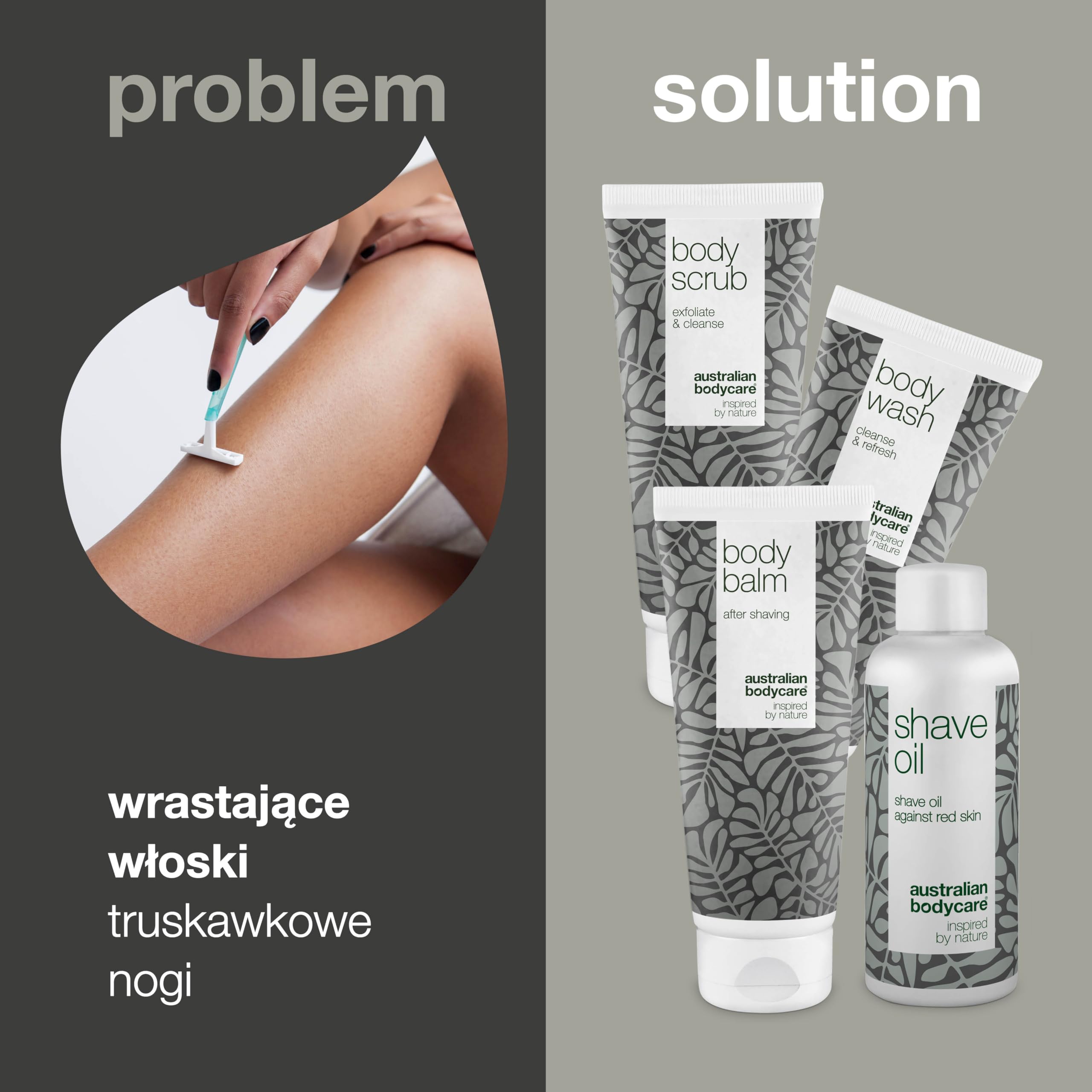 Zestaw do golenia dla całego ciała - zestaw zawierający żel do mycia ciała, peeling, balsam i olejek do golenia - ostateczne rozwiązanie dla wygodnego golenia