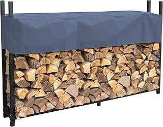 QUICK STAR Scaffalatura in Metallo per Legna da ardere, 200 x 25 x 115 cm, 0,8 m3, per Esterni, con Custodia, Colore: Grigio Antracite