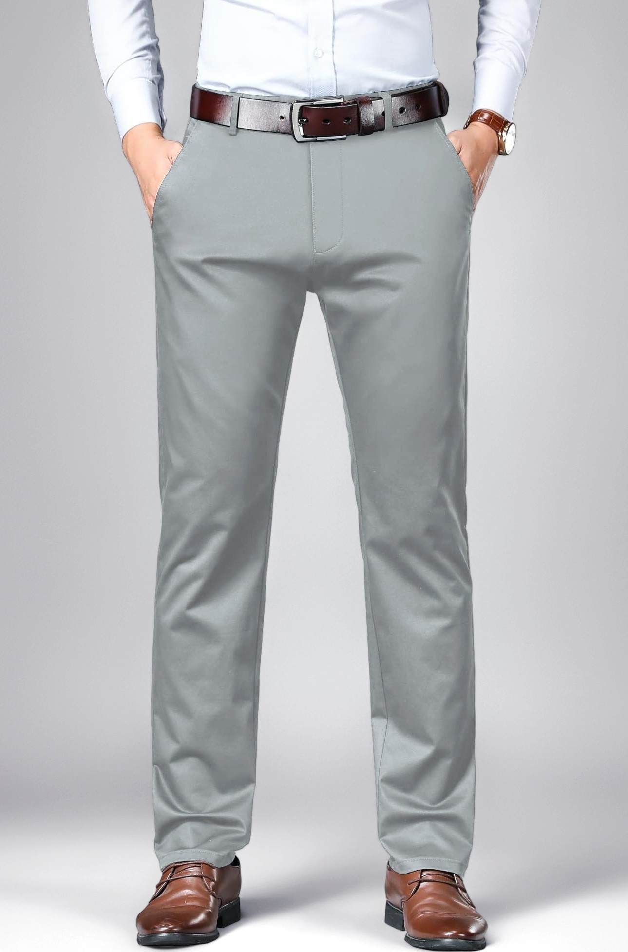 Men's Trousers Light Business Style Slightly Stretch Straight Leg Pants for Outdoor Casual Daily Trouser II Men's Regular Casual Pants Trouser (Trouser 126)