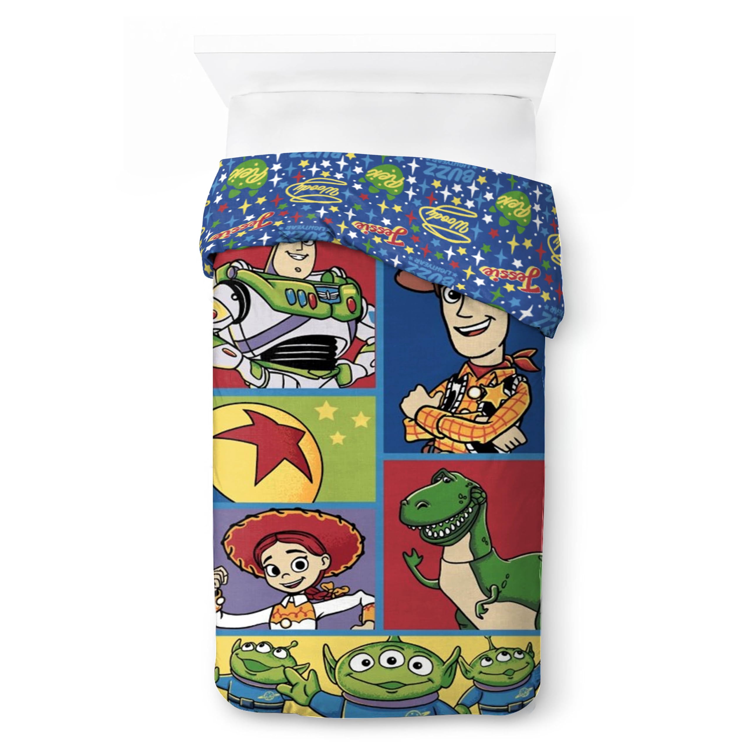 Jay Franco Kids Disney Toy Story – Set copripiumino Biancheria da letto super morbida in 100% cotone con federa, prodotto con licenza ufficiale, blu, 2 pezzi singolo
