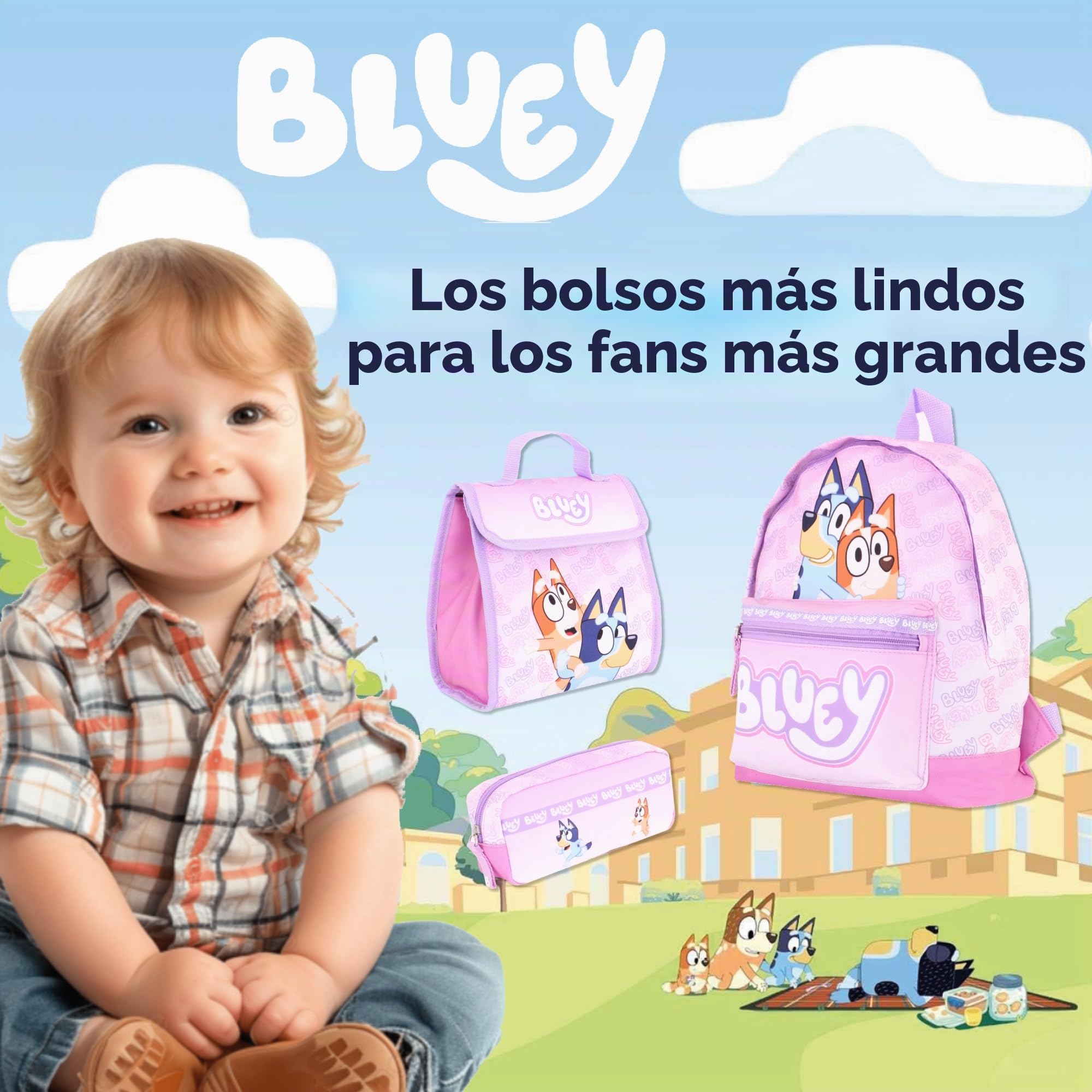 Bluey Juego de mochila para niñas – 3 piezas para niños y niños pequeños, mochila escolar con lonchera y estuche para lápices